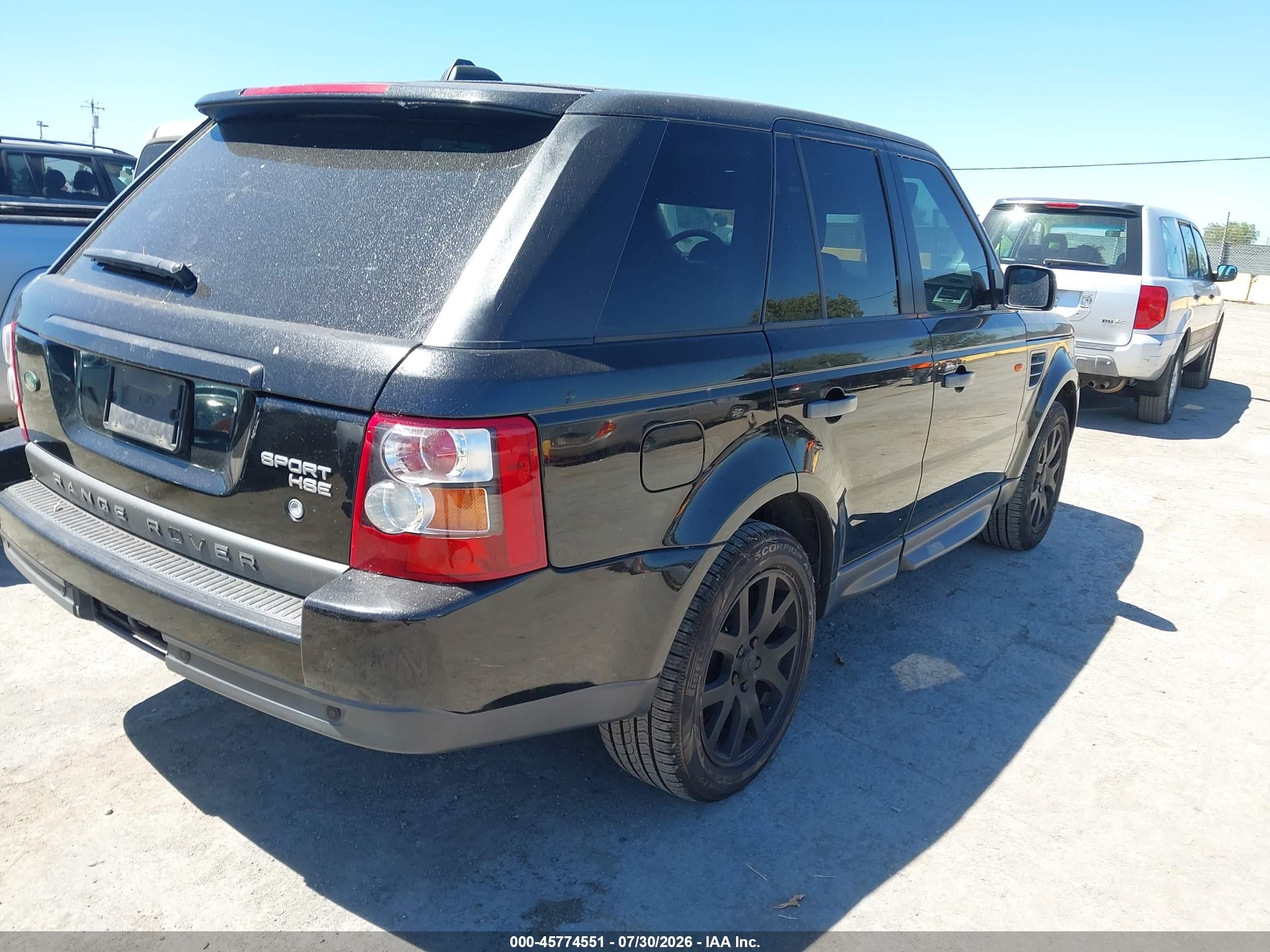 2007 Land Rover Range Rover Sport Hse Black vin: SALSF25457A119884