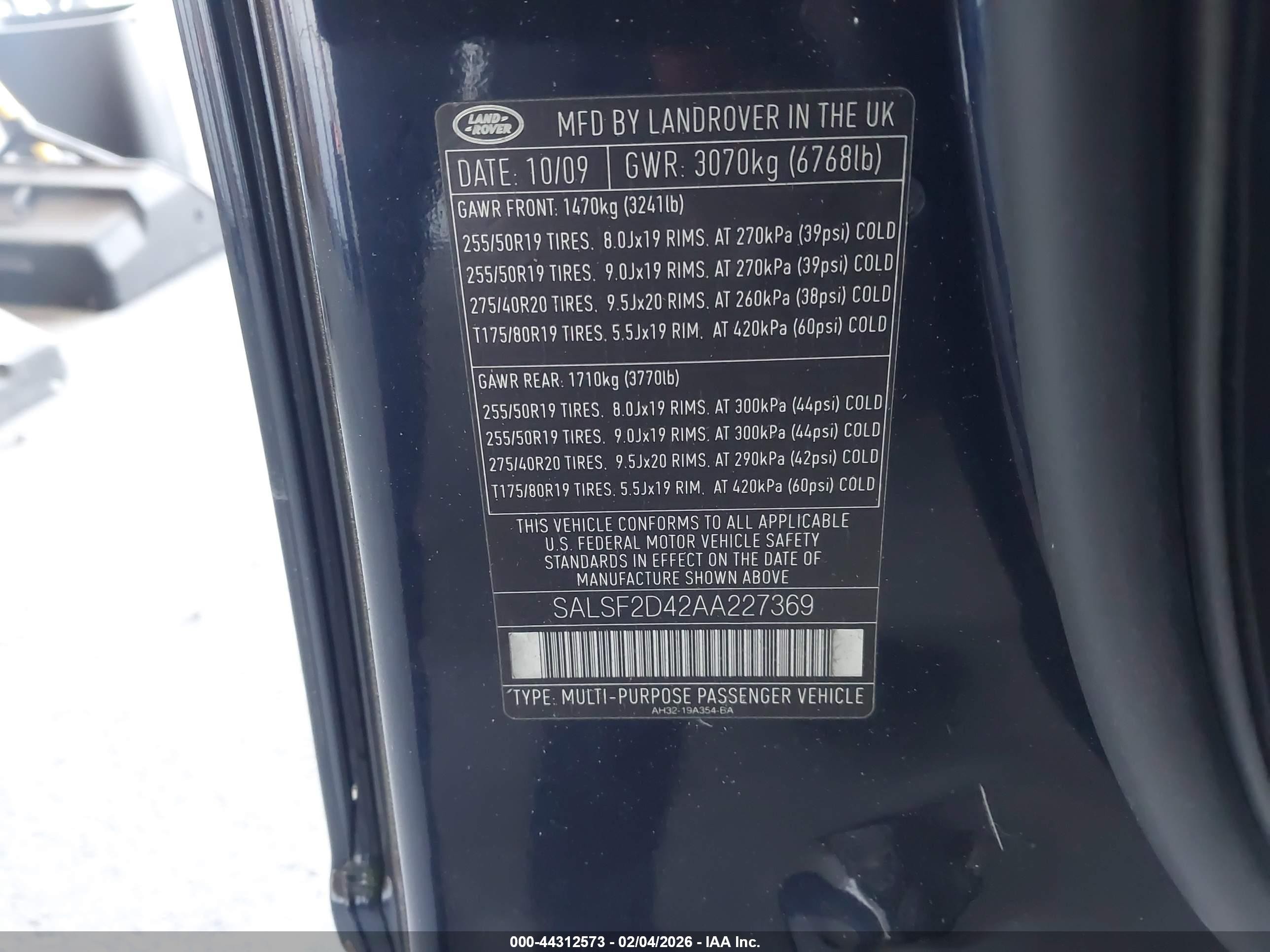 2010 Land Rover Range Rover Sport Hse Черный vin: SALSF2D42AA227369