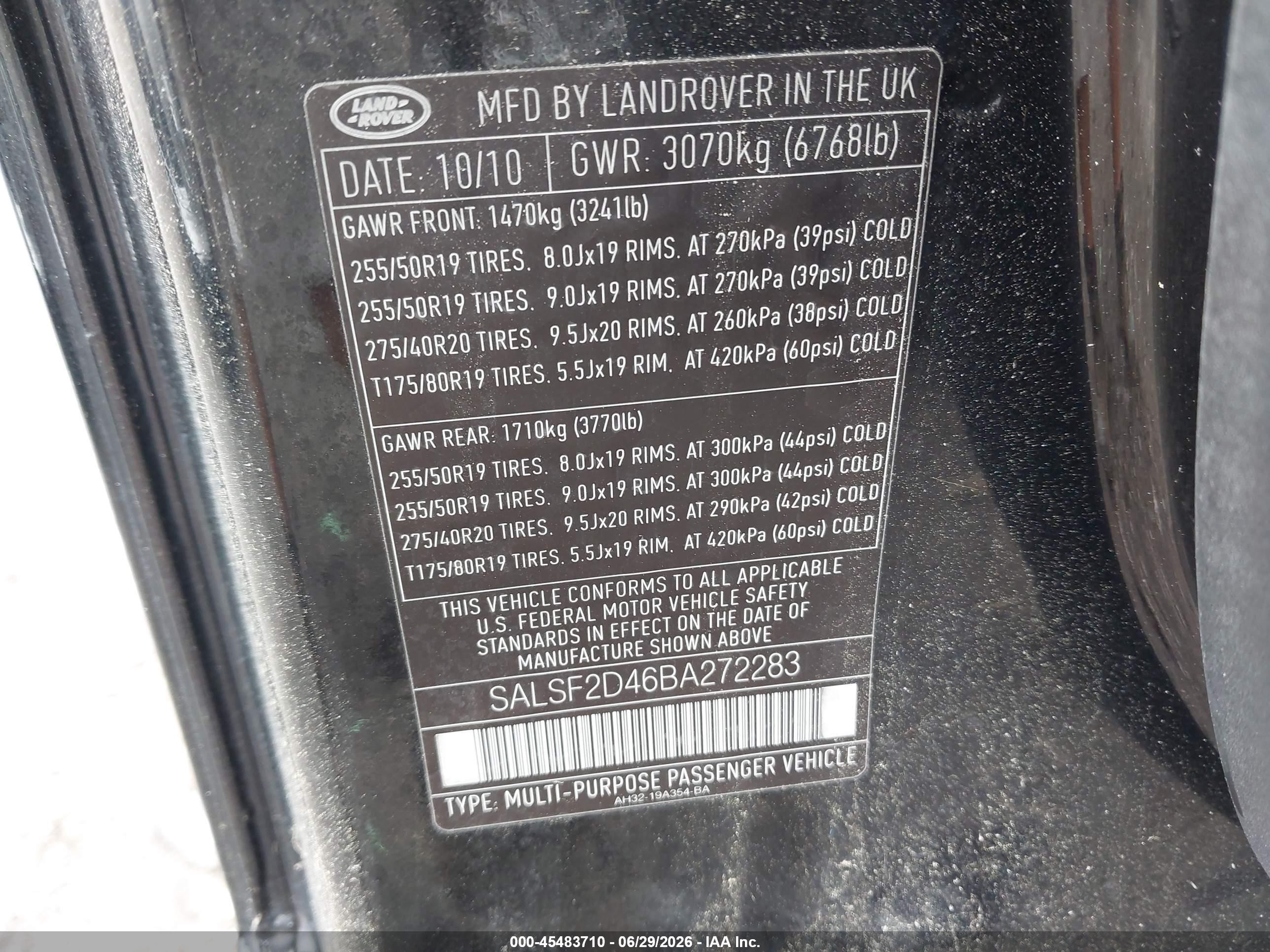 2011 Land Rover Range Rover Sport Hse Black vin: SALSF2D46BA272283