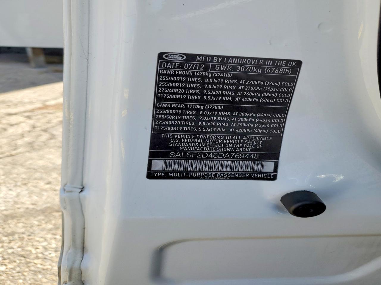 2013 Land Rover Range Rover Sport Hse White vin: SALSF2D46DA769448
