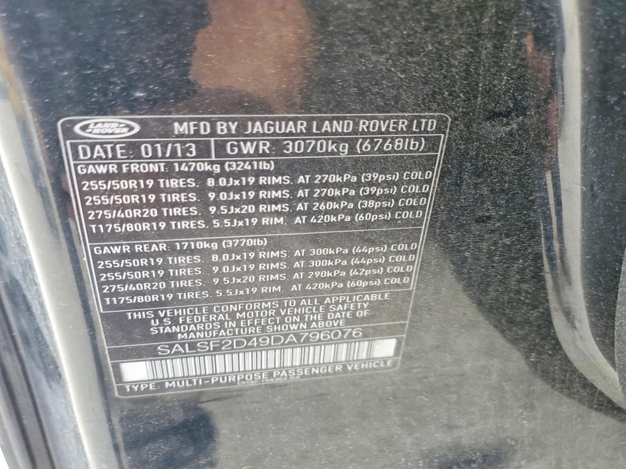 2013 Land Rover Range Rover Sport Hse Black vin: SALSF2D49DA796076
