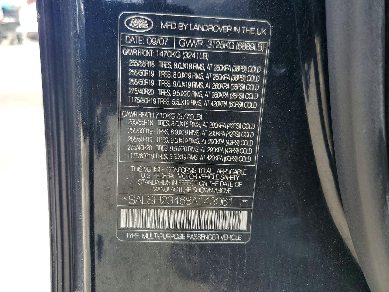 2008 Land Rover Range Rover Sport Supercharged Черный vin: SALSH23468A143061
