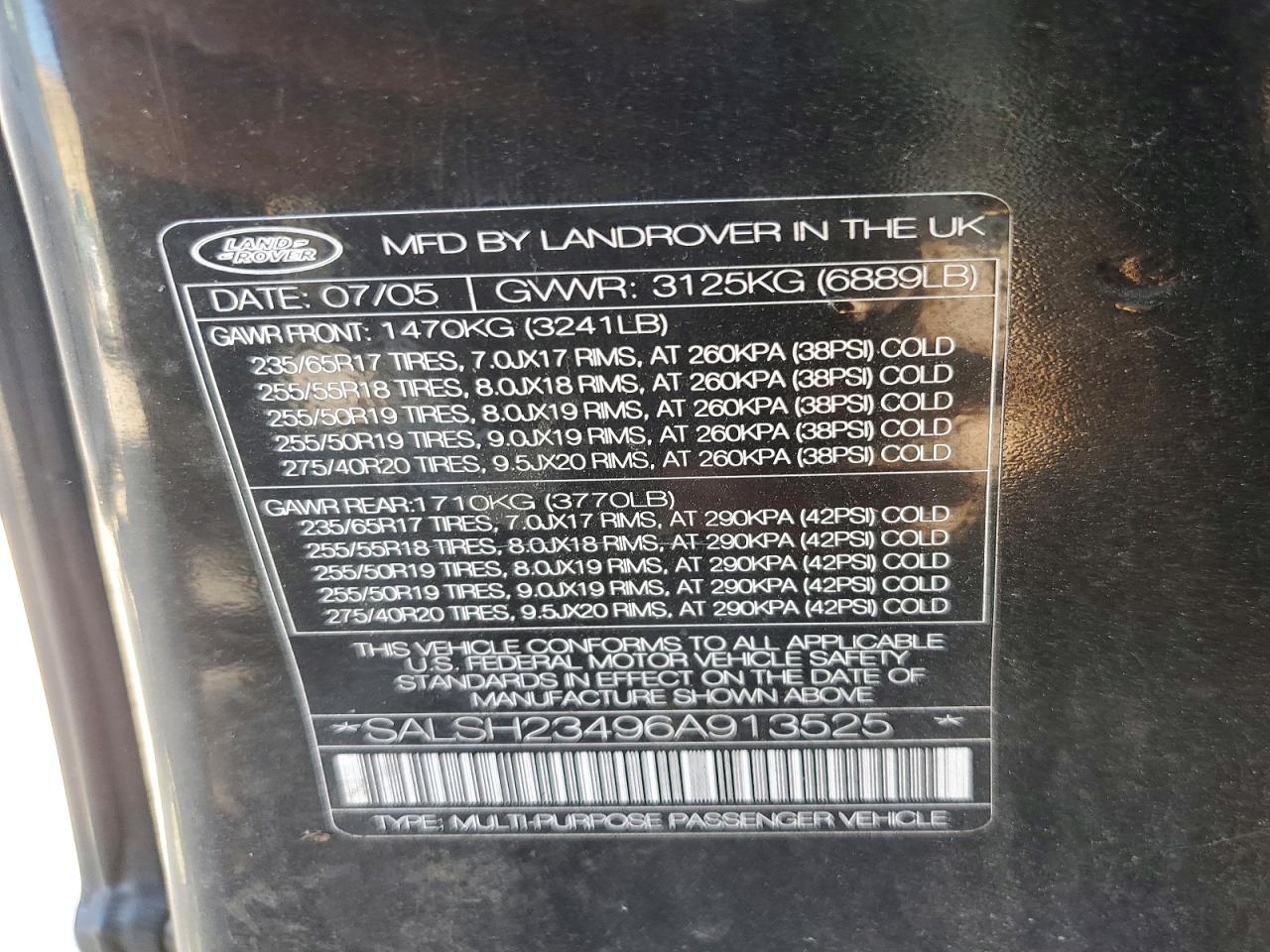2006 Land Rover Range Rover Sport Supercharged Black vin: SALSH23496A913525