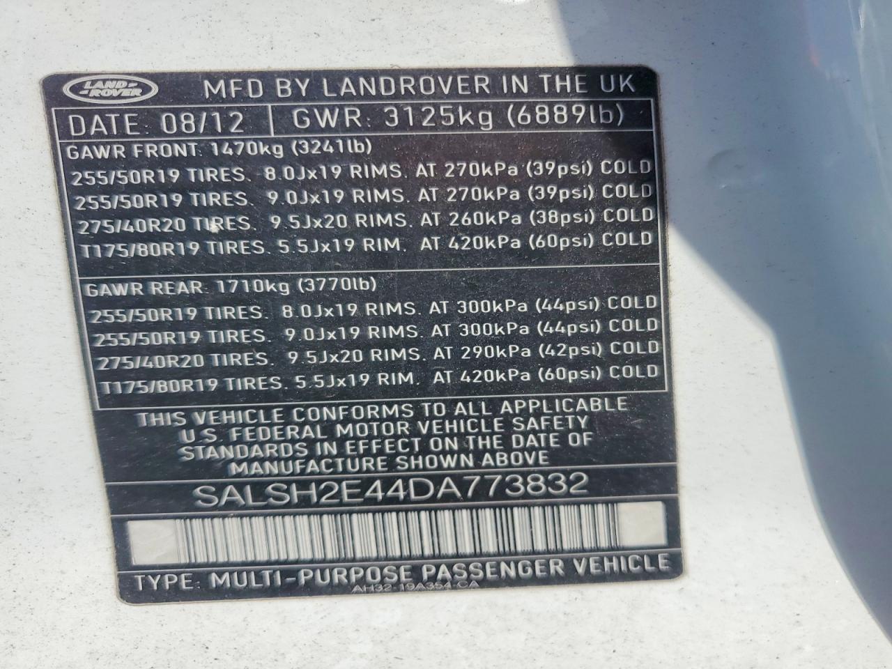 2013 Land Rover Range Rover Sport Sc White vin: SALSH2E44DA773832