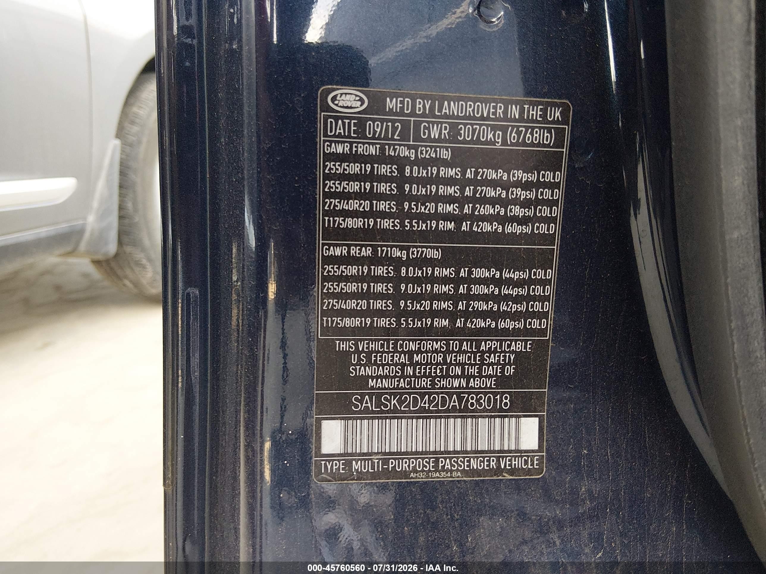 2013 Land Rover Range Rover Sport Hse Blue vin: SALSK2D42DA783018