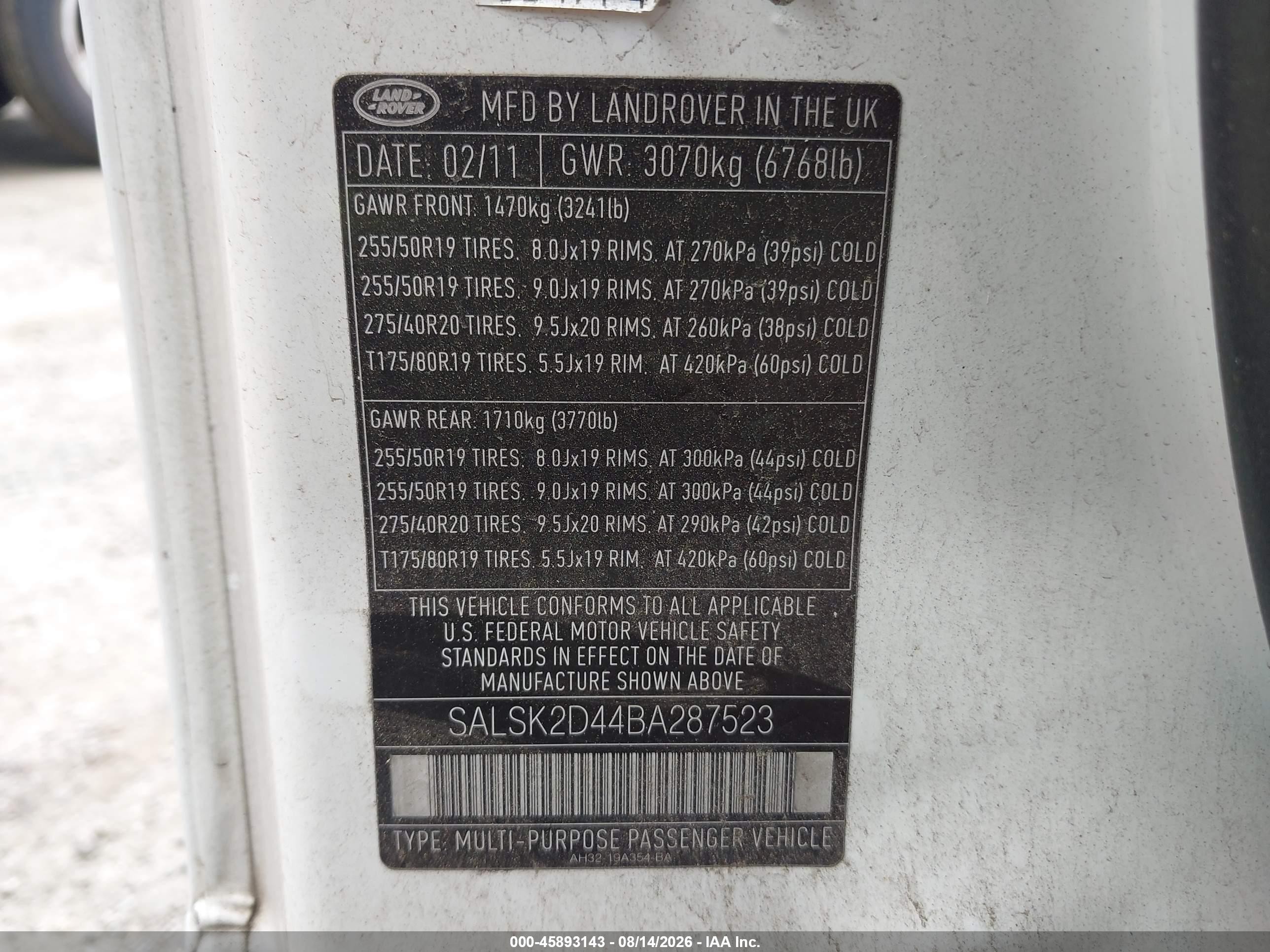 2011 Land Rover Range Rover Sport Hse White vin: SALSK2D44BA287523