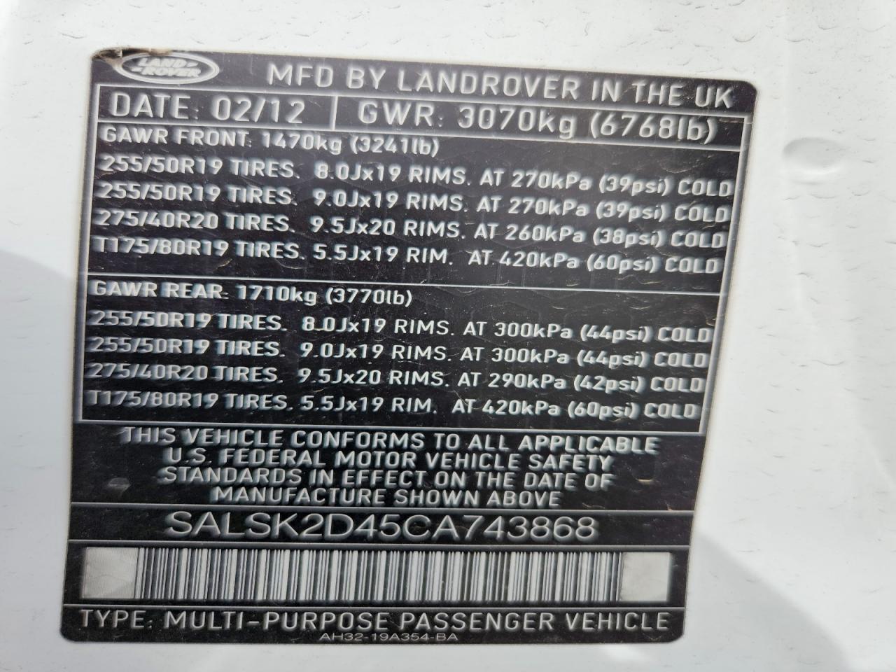 2012 Land Rover Range Rover Sport Hse Luxury White vin: SALSK2D45CA743868