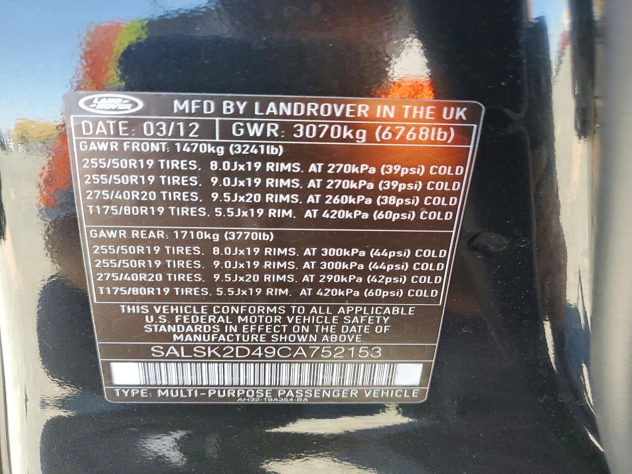 2012 Land Rover Range Rover Sport Hse Luxury Black vin: SALSK2D49CA752153
