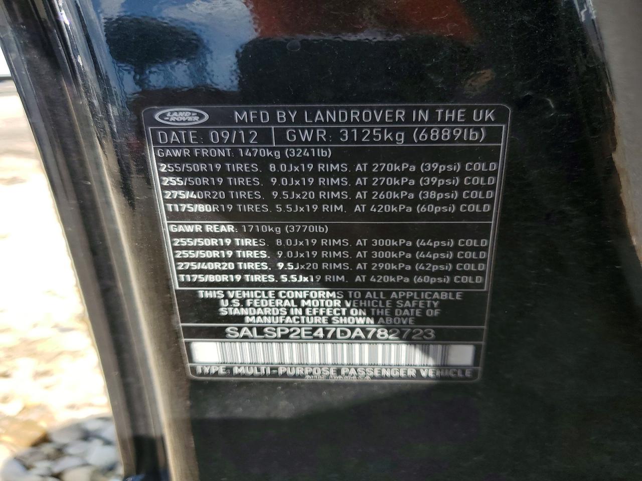 2013 Land Rover Range Rover Sport Autobiography Black vin: SALSP2E47DA782723