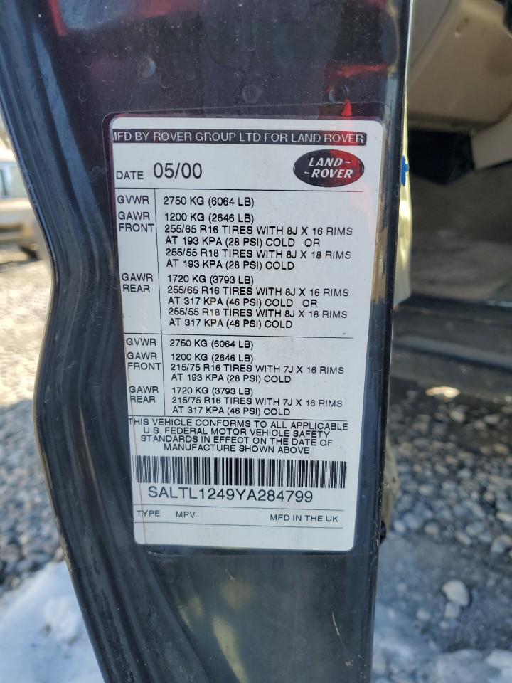 2000 Land Rover Discovery Black vin: SALTL1249YA284799
