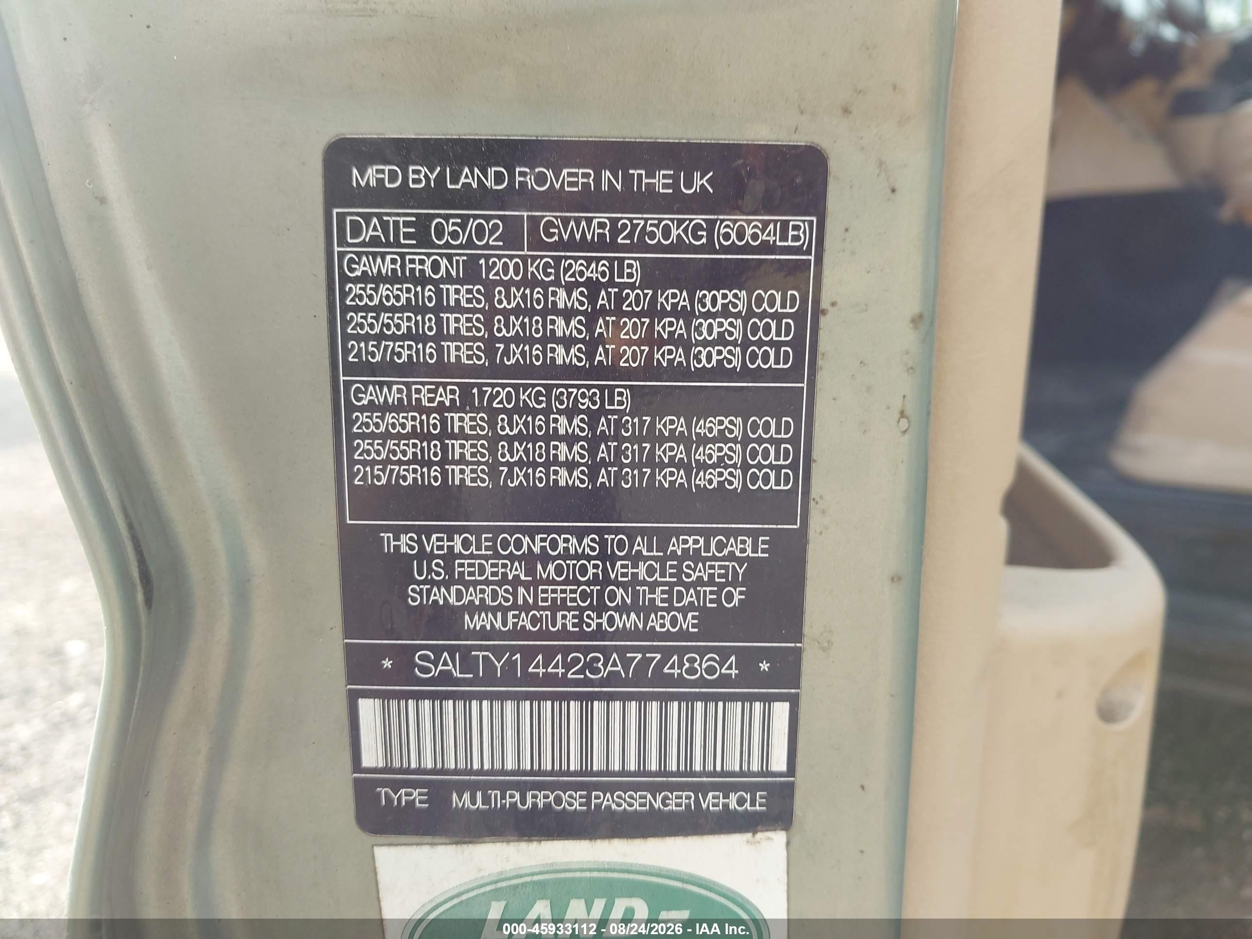 2003 Land Rover Discovery Se Green vin: SALTY14423A774864