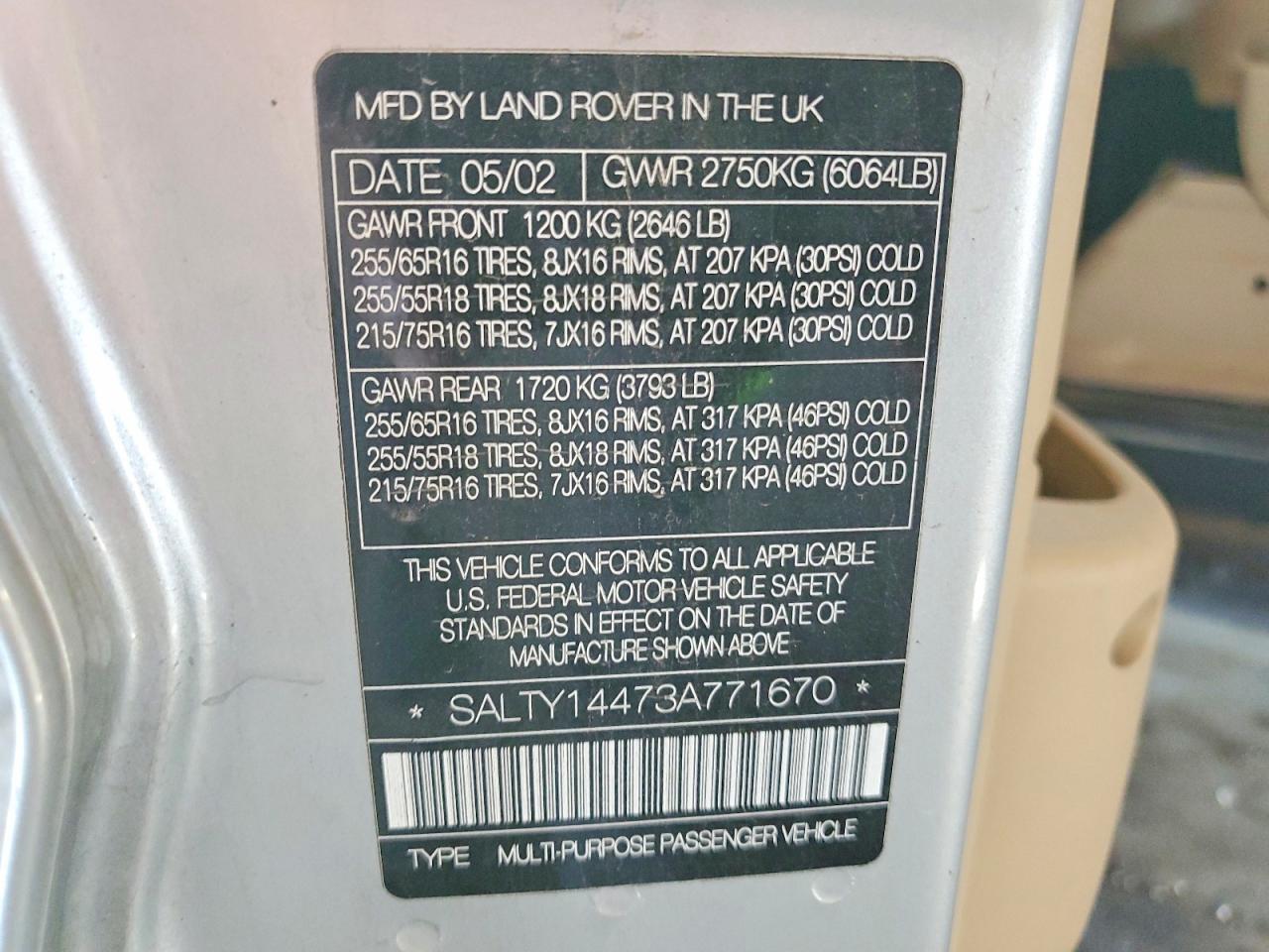 2003 Land Rover Discovery Ii Se Silver vin: SALTY14473A771670