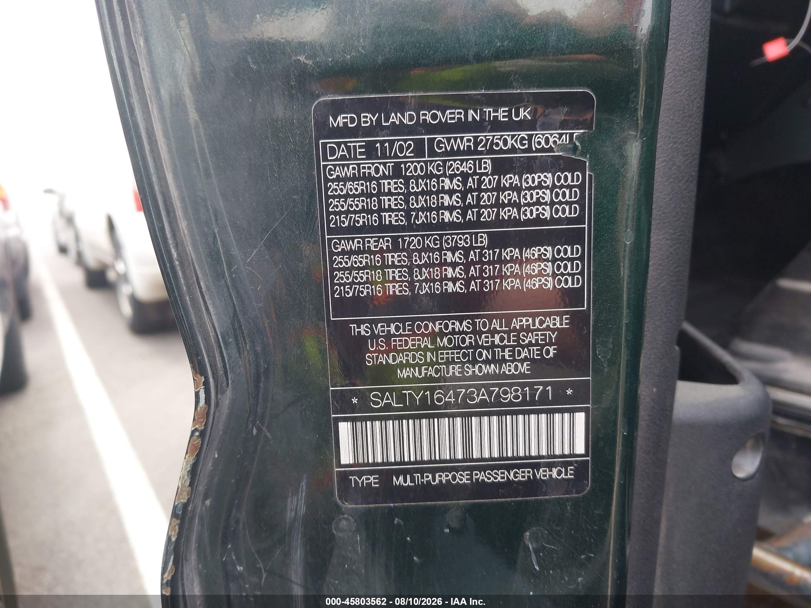 2003 Land Rover Discovery Se Green vin: SALTY16473A798171