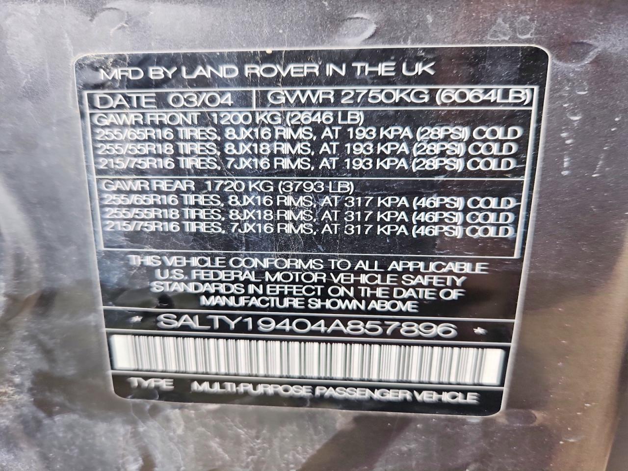 2004 Land Rover Discovery Ii Se Gray vin: SALTY19404A857896
