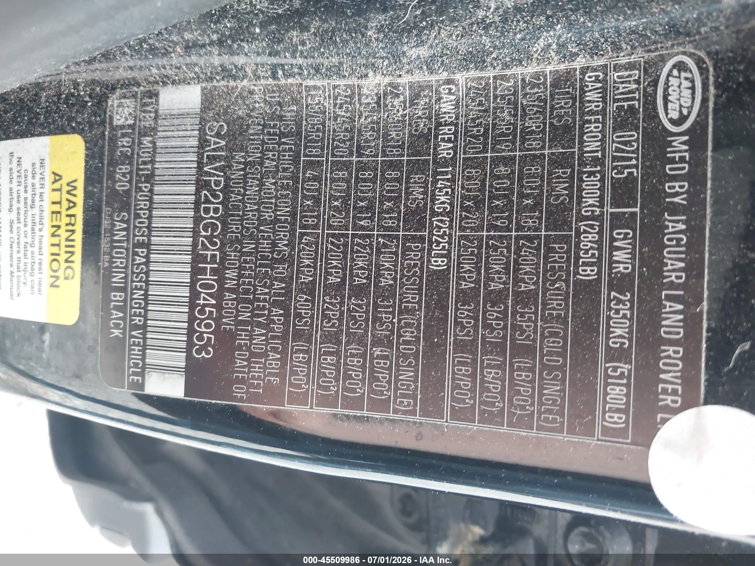2015 Land Rover Range Rover Evoque Pure Черный vin: SALVP2BG2FH045953