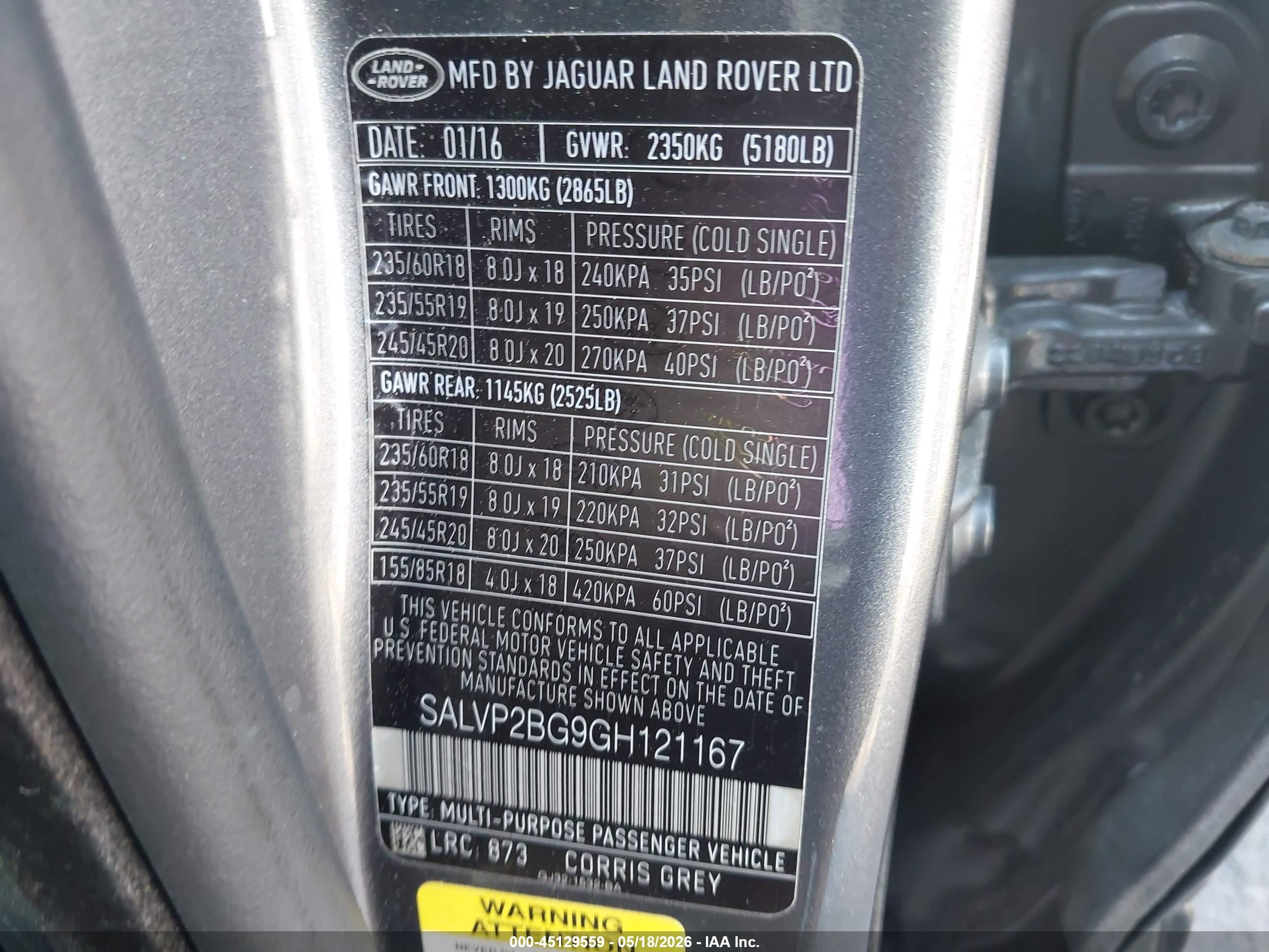 2016 Land Rover Range Rover Evoque Se/se Premium Gray vin: SALVP2BG9GH121167