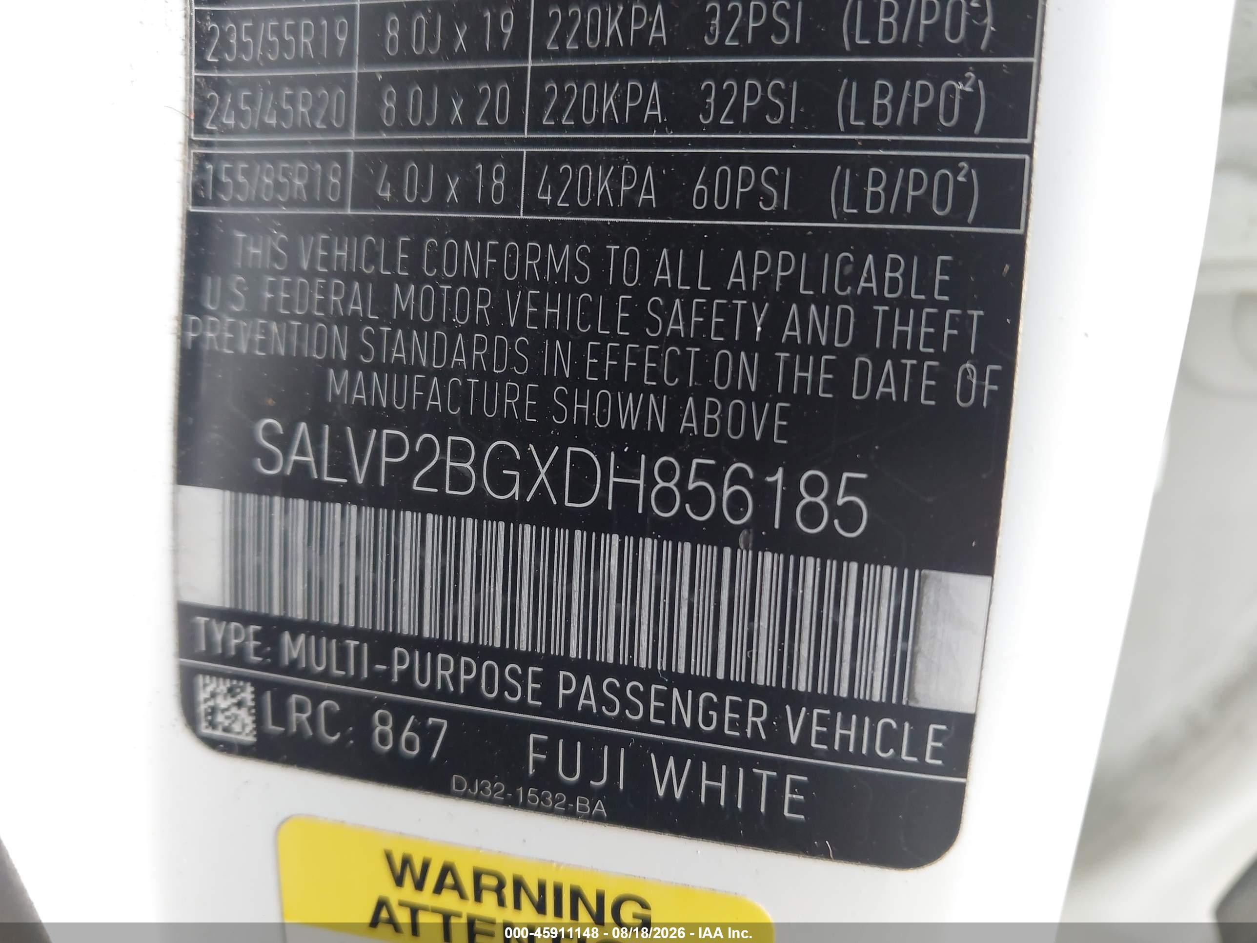 2013 Land Rover Range Rover Evoque Pure White vin: SALVP2BGXDH856185