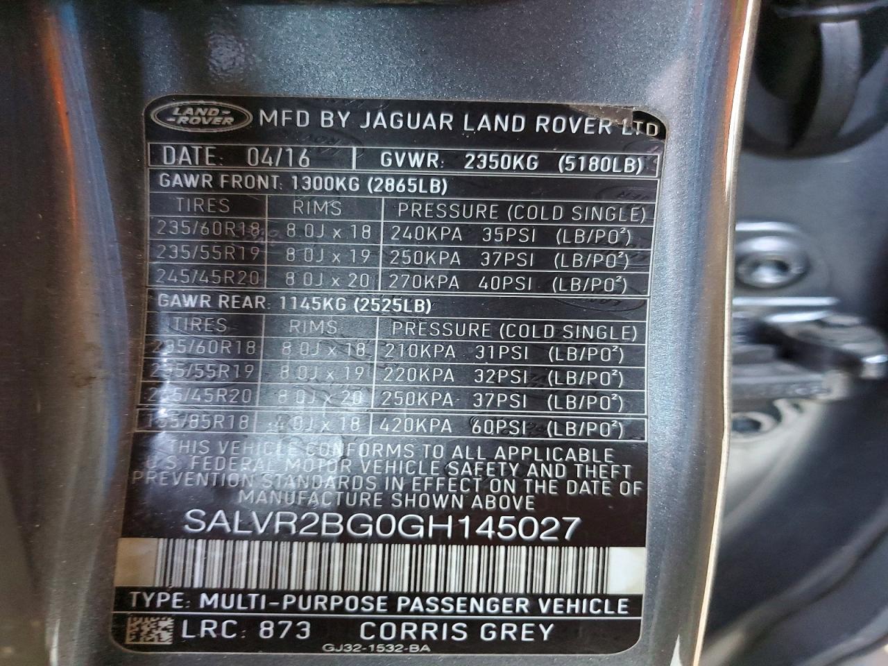 2016 Land Rover Range Rover Evoque Hse Gray vin: SALVR2BG0GH145027