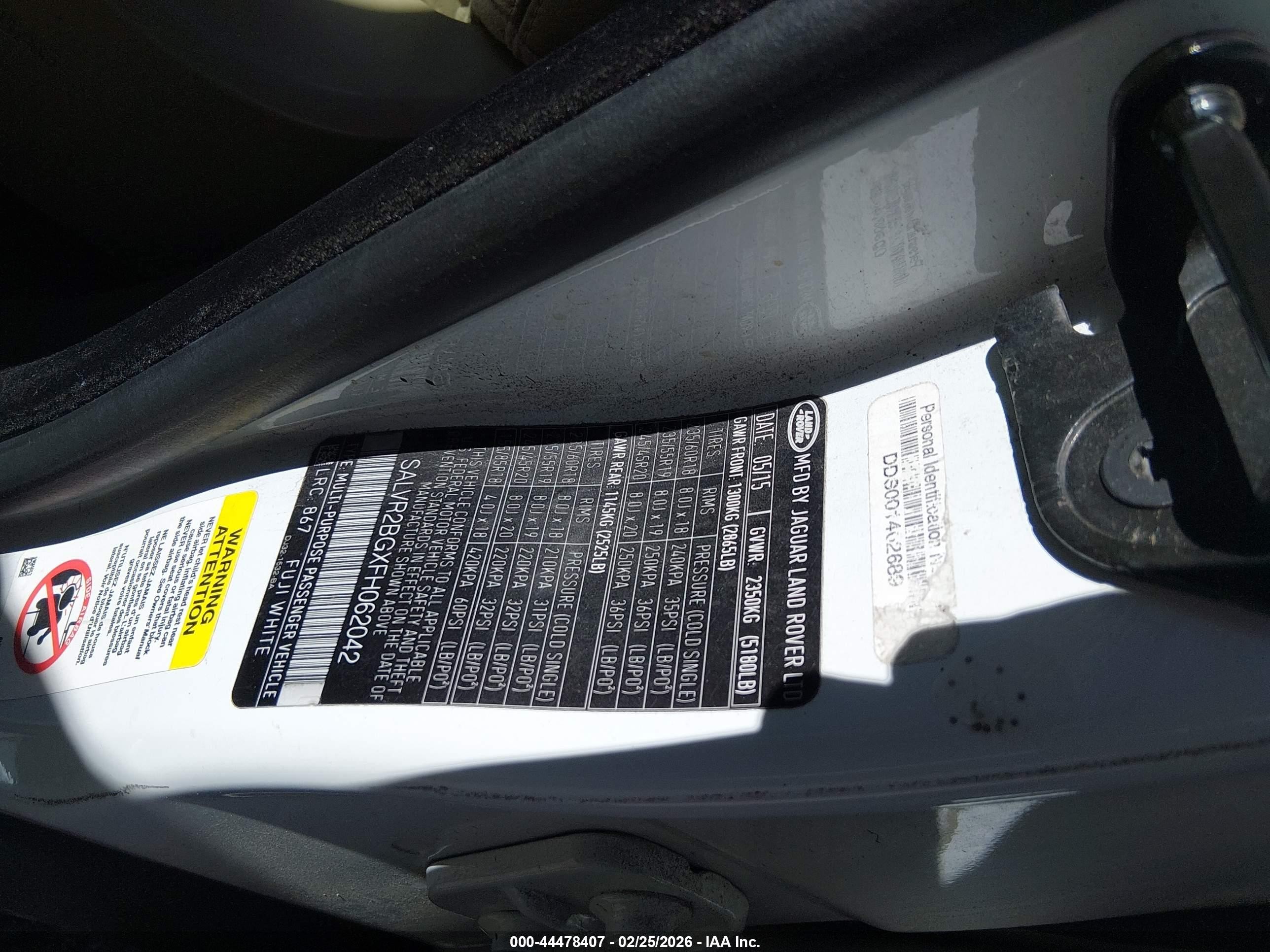 2015 Land Rover Range Rover Evoque Pure Белый vin: SALVR2BGXFH062042