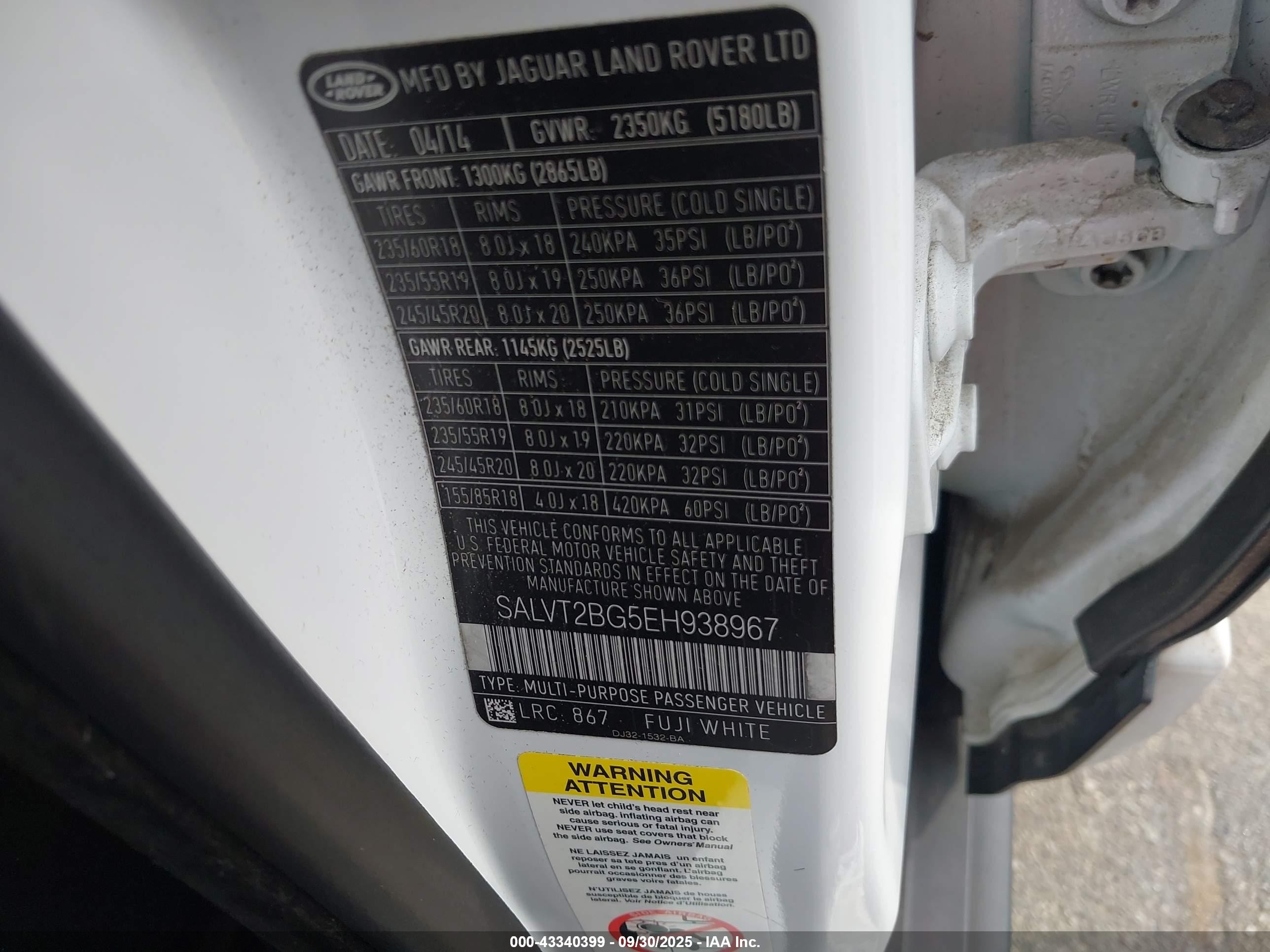 2014 Land Rover Range Rover Evoque Dynamic White vin: SALVT2BG5EH938967