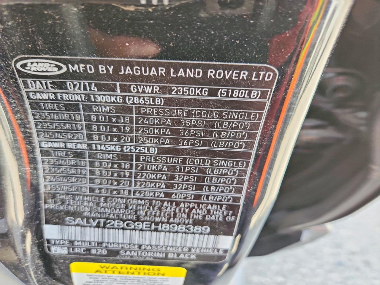 2014 Land Rover Range Rover Evoque Dynamic Premium Black vin: SALVT2BG9EH898389