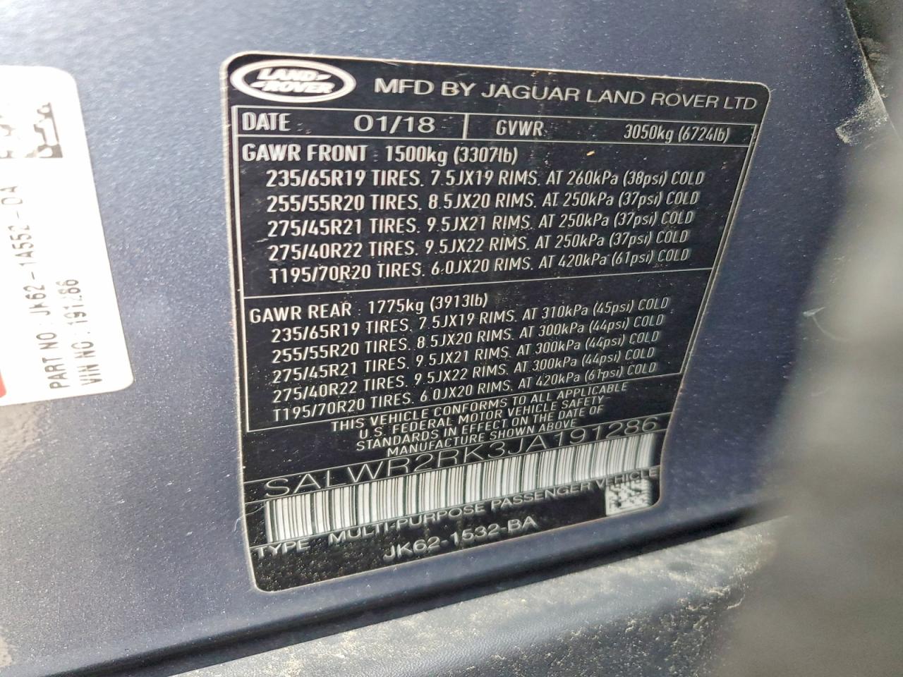 2018 Land Rover Range Rover Sport Hse Blue vin: SALWR2RK3JA191286