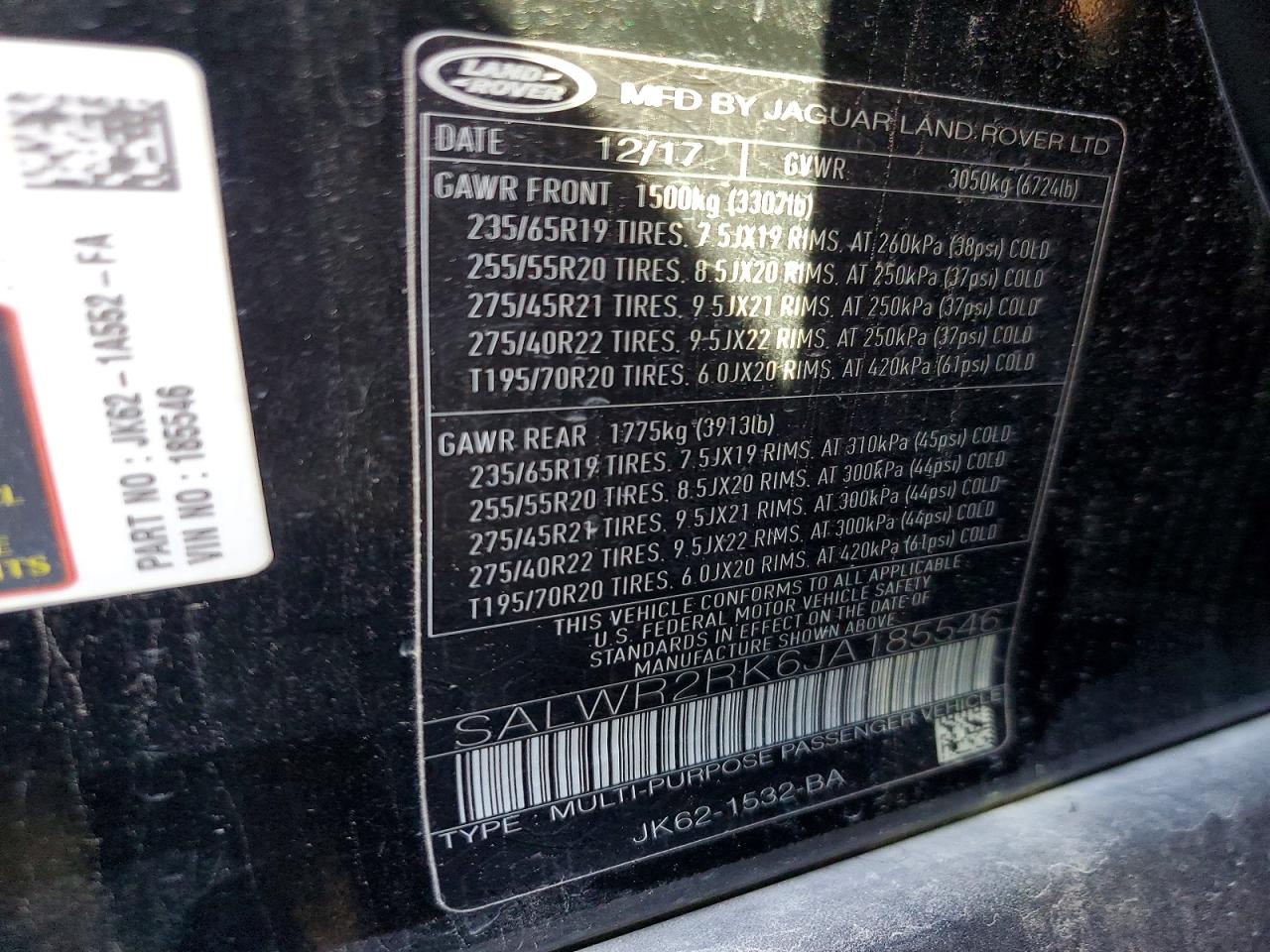 2018 Land Rover Range Rover Sport Hse Black vin: SALWR2RK6JA185546