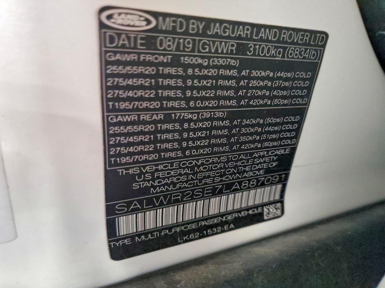 2020 Land Rover Range Rover Sport P525 Hse White vin: SALWR2SE7LA887091
