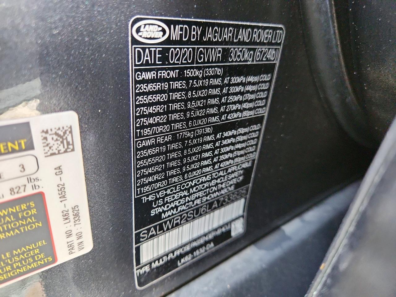 2020 Land Rover Range Rover Sport Hse Black vin: SALWR2SU6LA733625