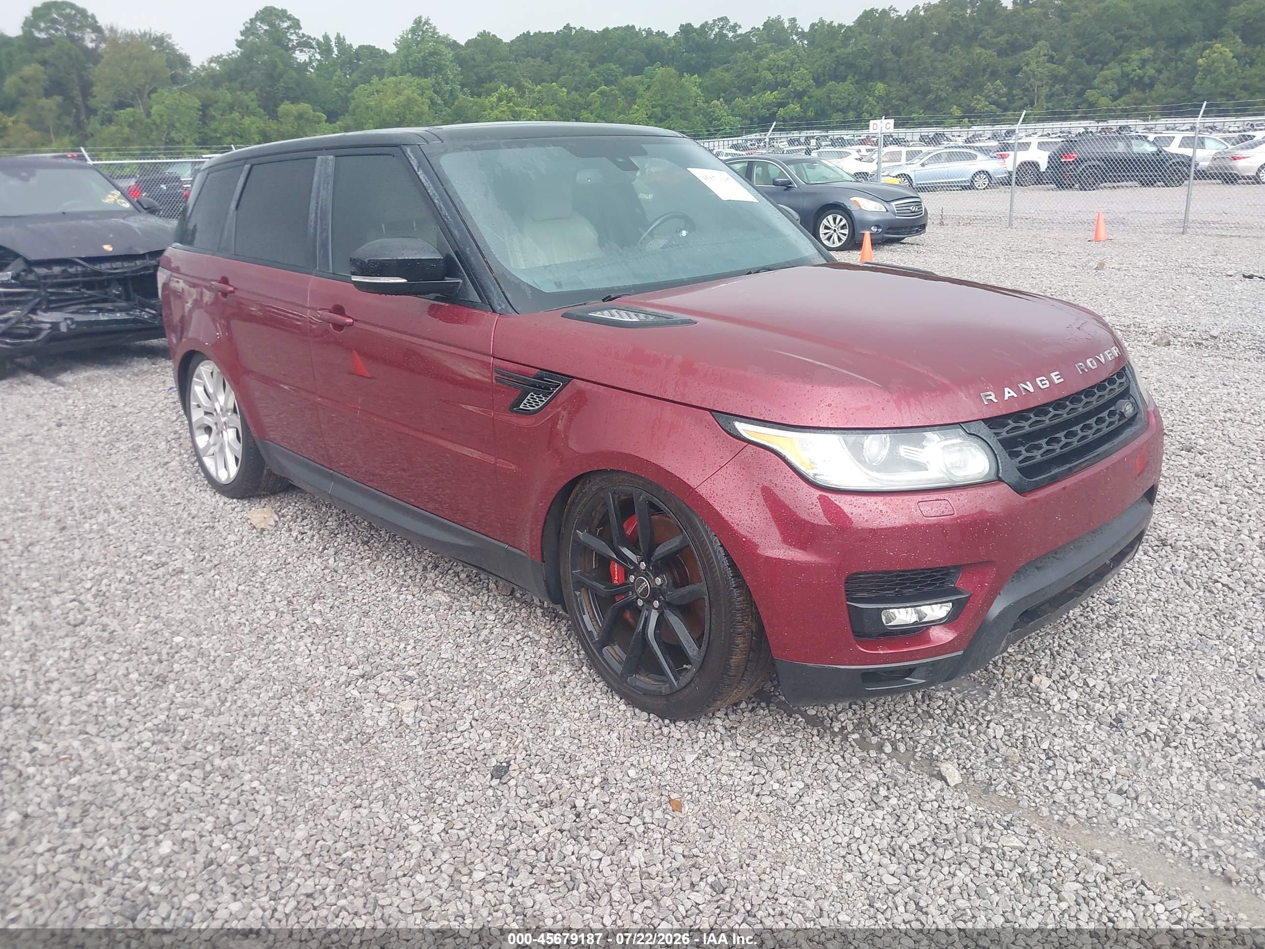 2015 Land Rover Range Rover Sport 5.0l V8 Supercharged Темно-бордовый vin: SALWR2TF1FA606060