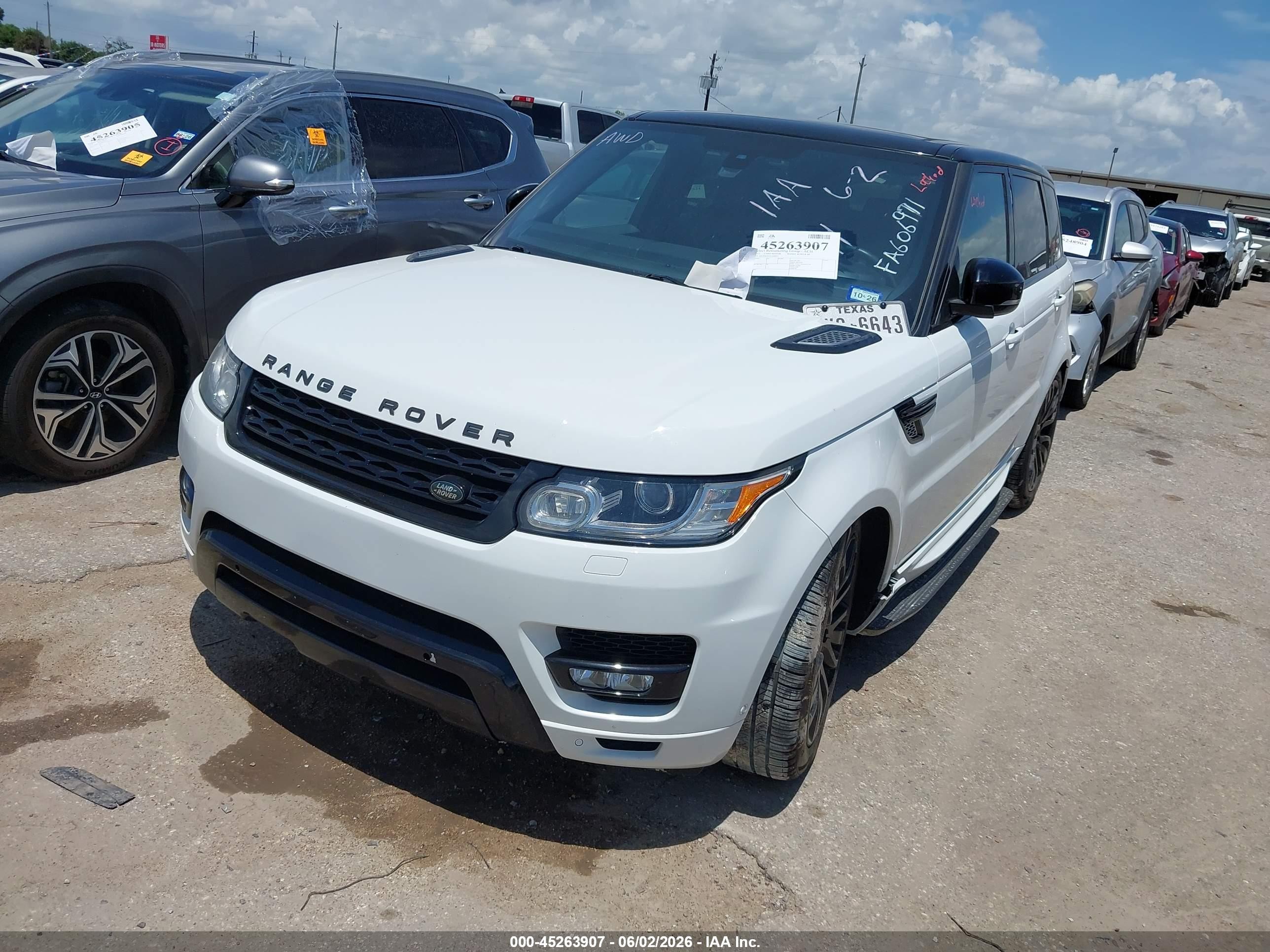 2015 Land Rover Range Rover Sport 5.0l V8 Supercharged White vin: SALWR2TF9FA606971
