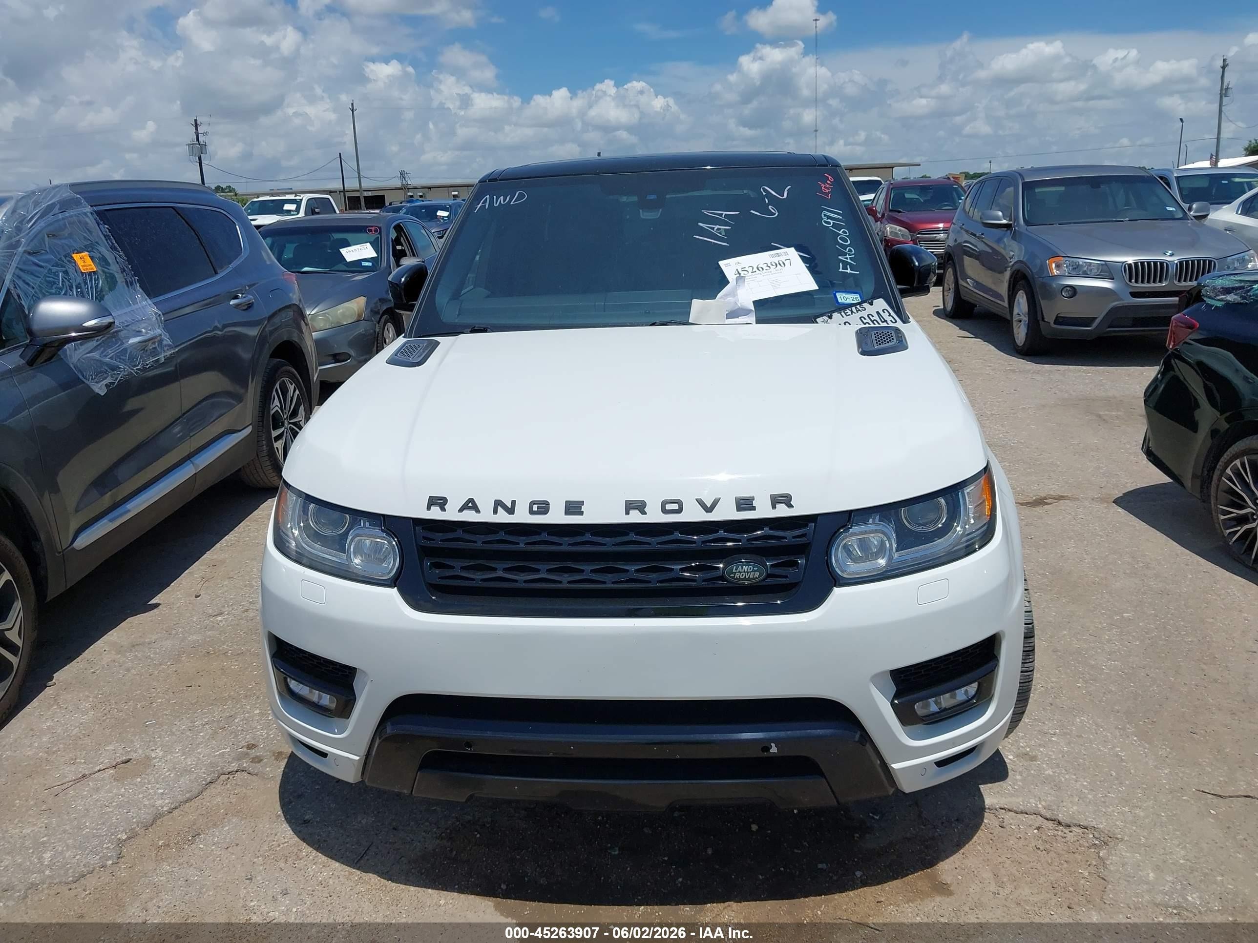 2015 Land Rover Range Rover Sport 5.0l V8 Supercharged White vin: SALWR2TF9FA606971