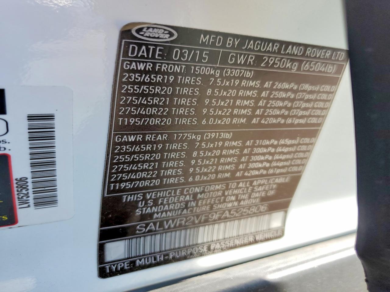 2015 Land Rover Range Rover Sport Hse White vin: SALWR2VF9FA525806