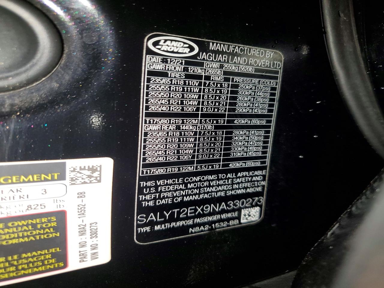 2022 Land Rover Range Rover Velar R-dynamic S Black vin: SALYT2EX9NA330273