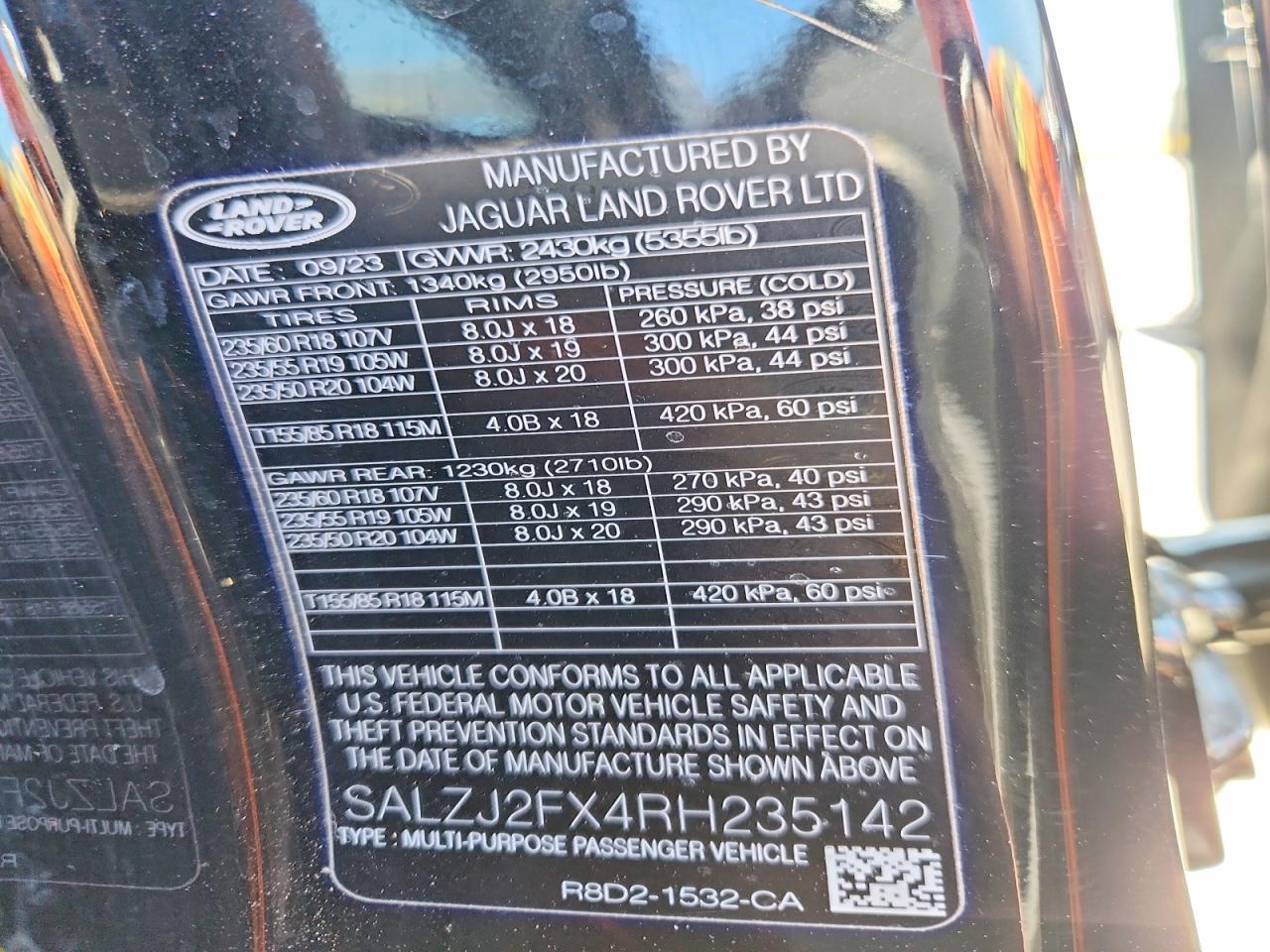 2024 Land Rover Range Rover Evoque S Black vin: SALZJ2FX4RH235142