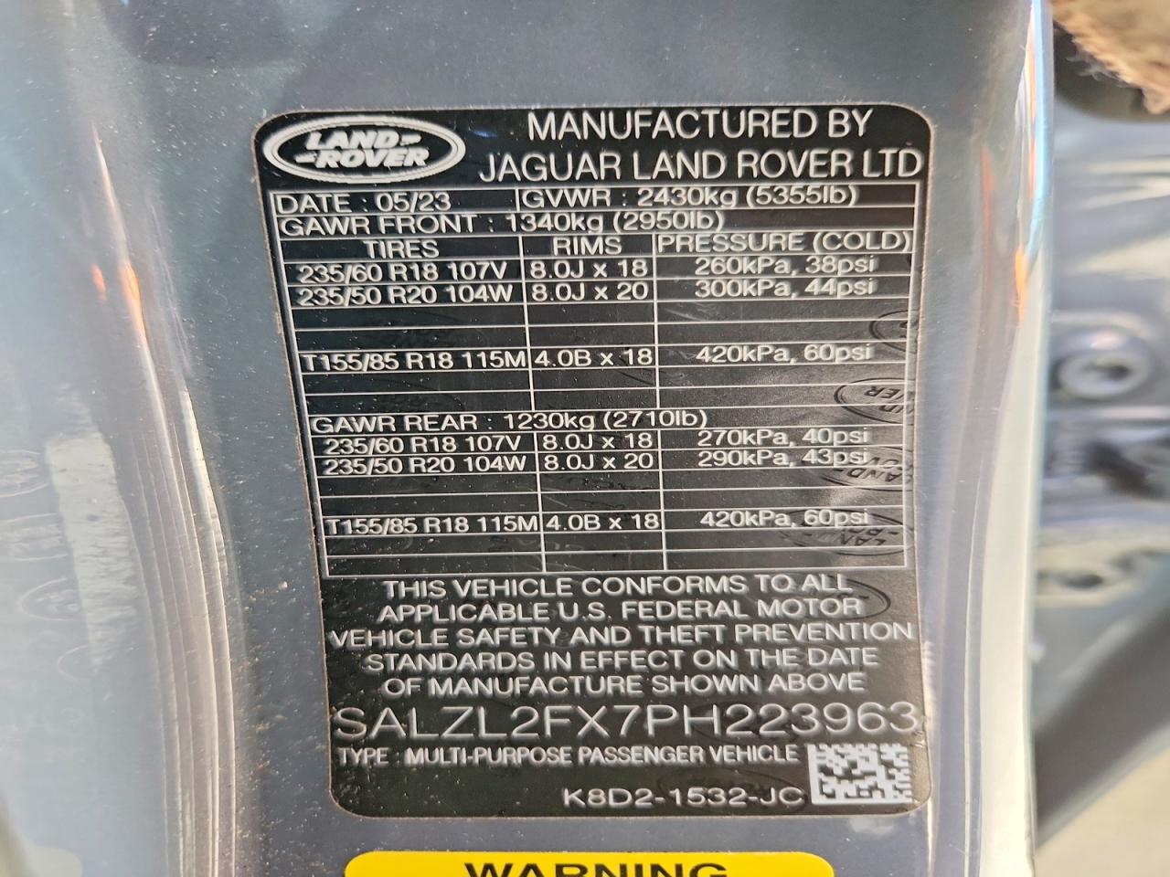 2023 Land Rover Range Rover Evoque R-dynamic Se Gray vin: SALZL2FX7PH223963