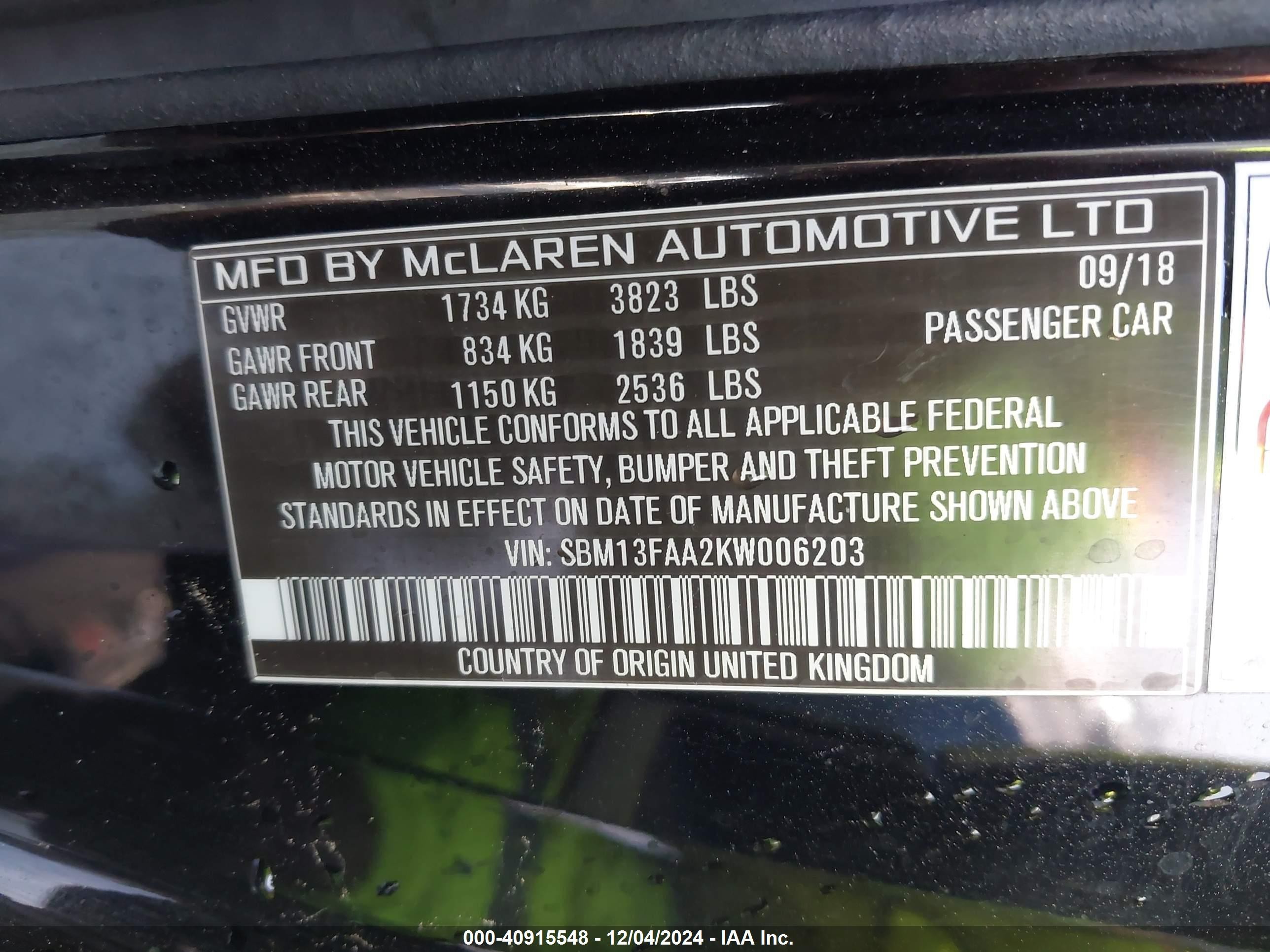 2019 Mclaren 570s   Black vin: SBM13FAA2KW006203