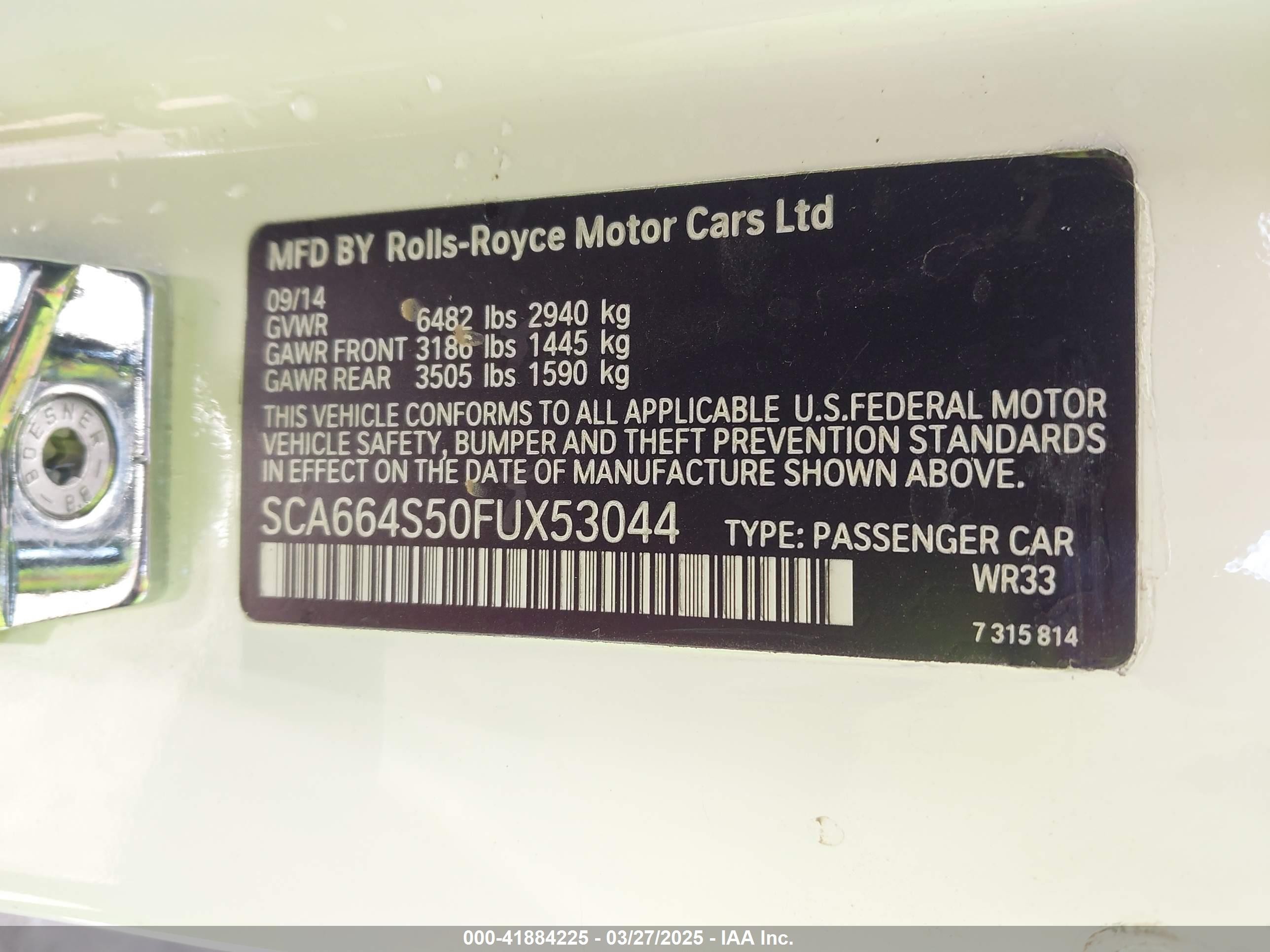 2015 Rolls-royce Ghost   White vin: SCA664S50FUX53044