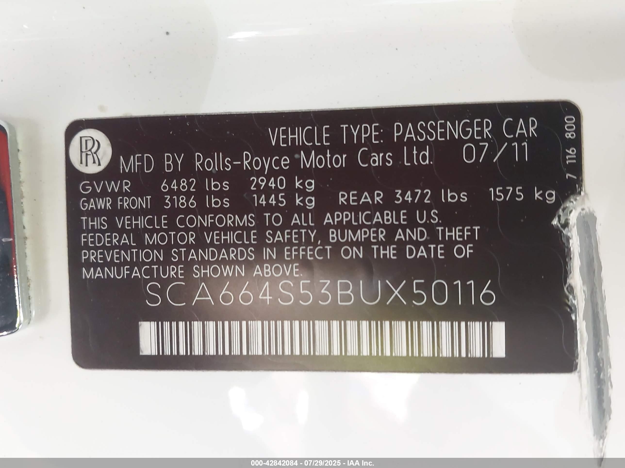 2011 Rolls-royce Ghost   White vin: SCA664S53BUX50116