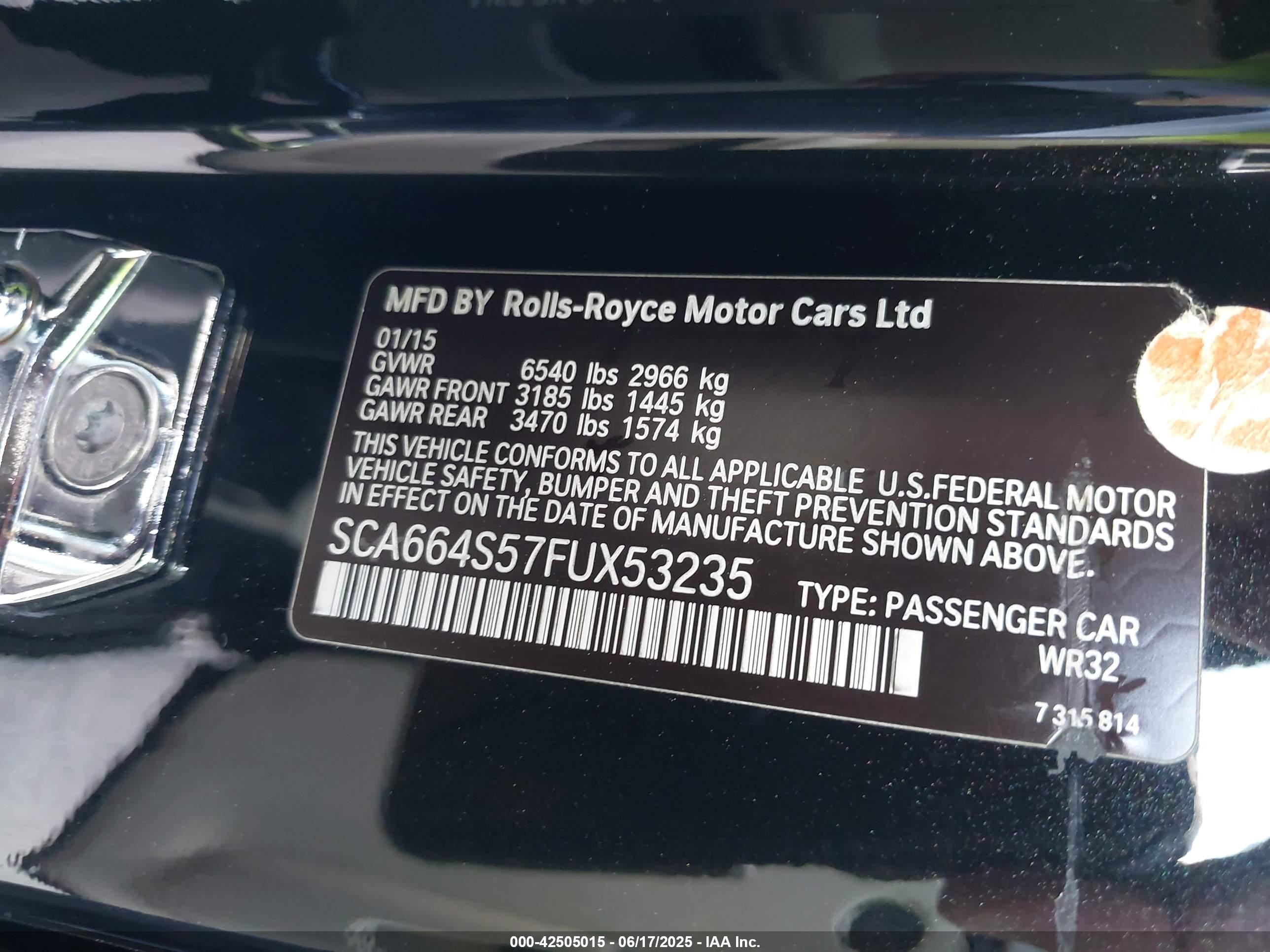 2015 Rolls-royce Ghost   Black vin: SCA664S57FUX53235