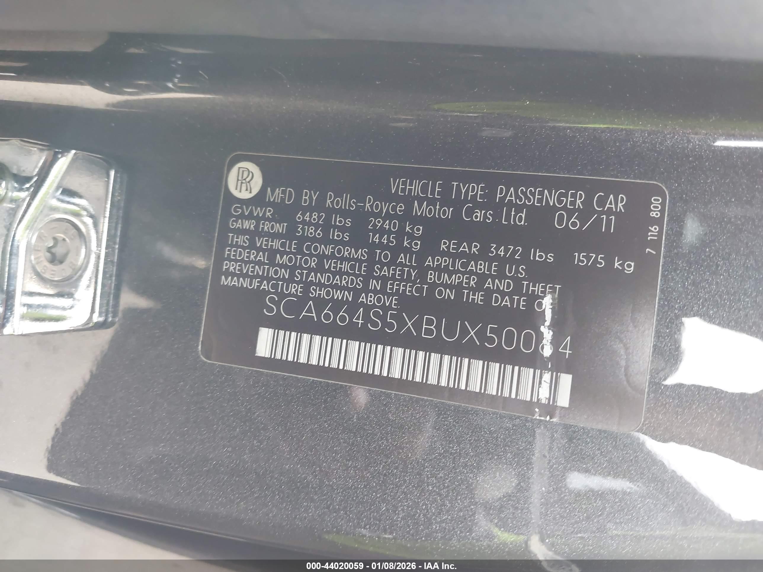 2011 Rolls-royce Ghost   Black vin: SCA664S5XBUX50064