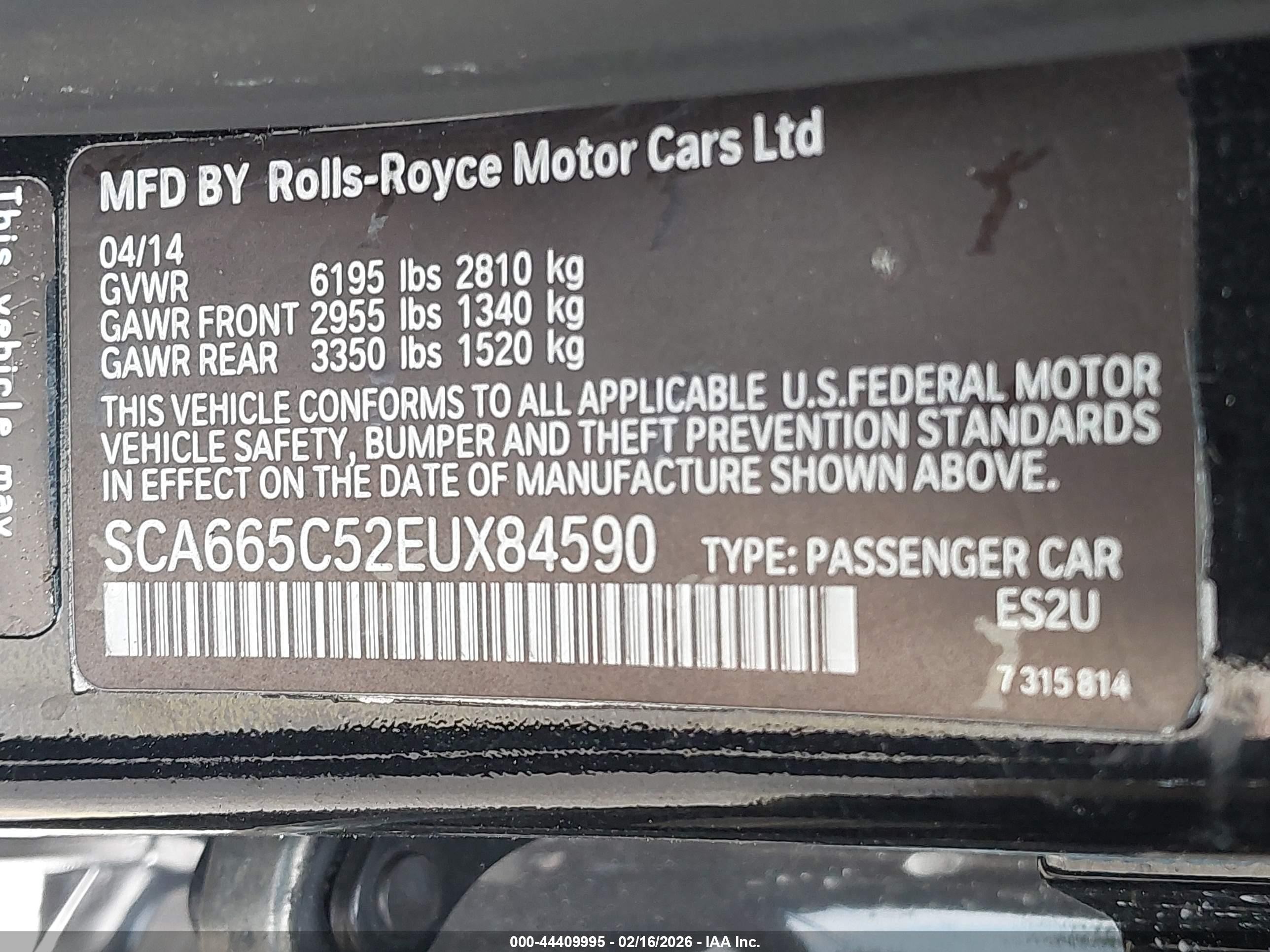 2014 Rolls-royce Wraith Black vin: SCA665C52EUX84590