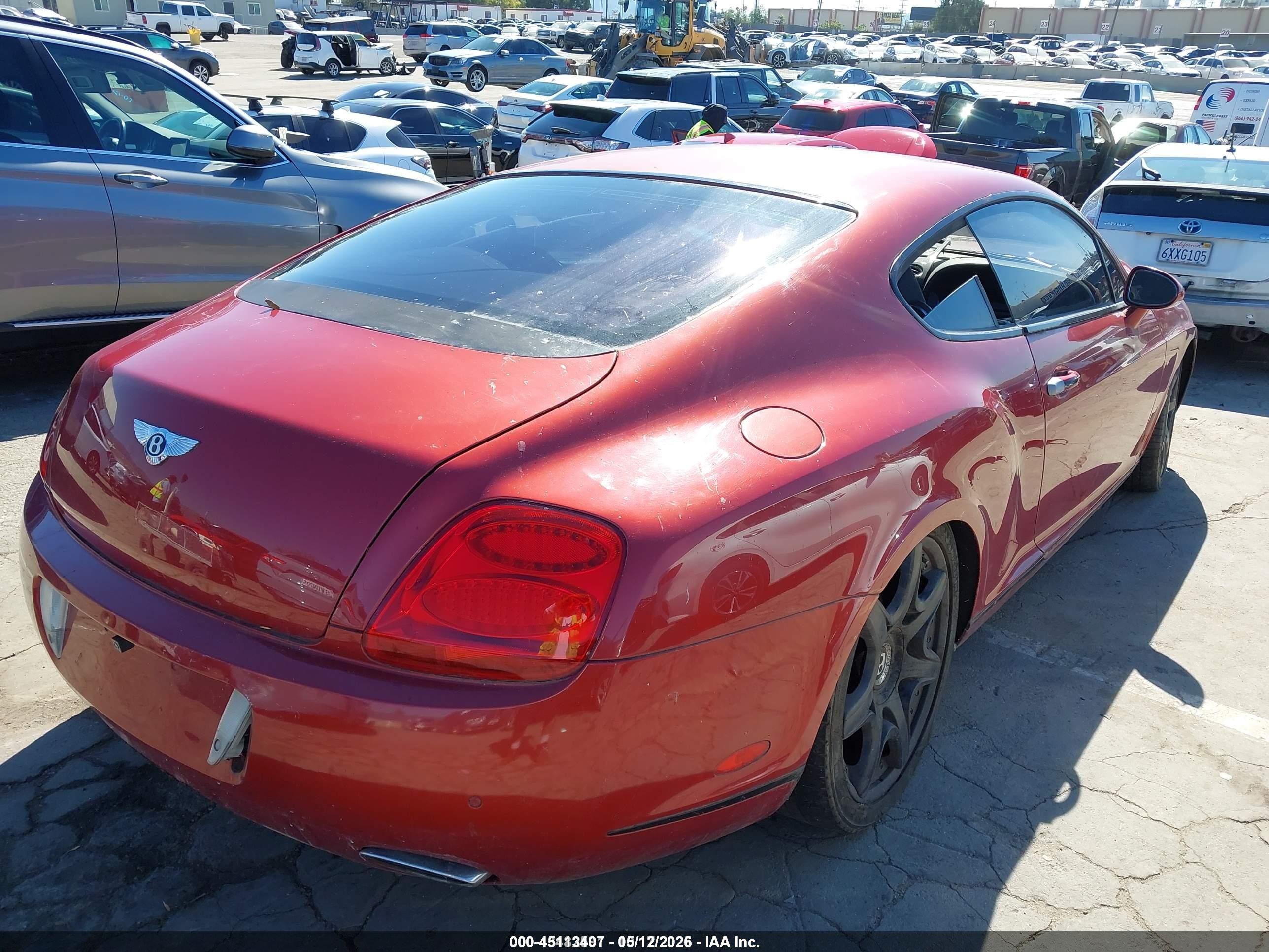 2004 Bentley Continental Gt   Красный vin: SCBCR63W54C021701
