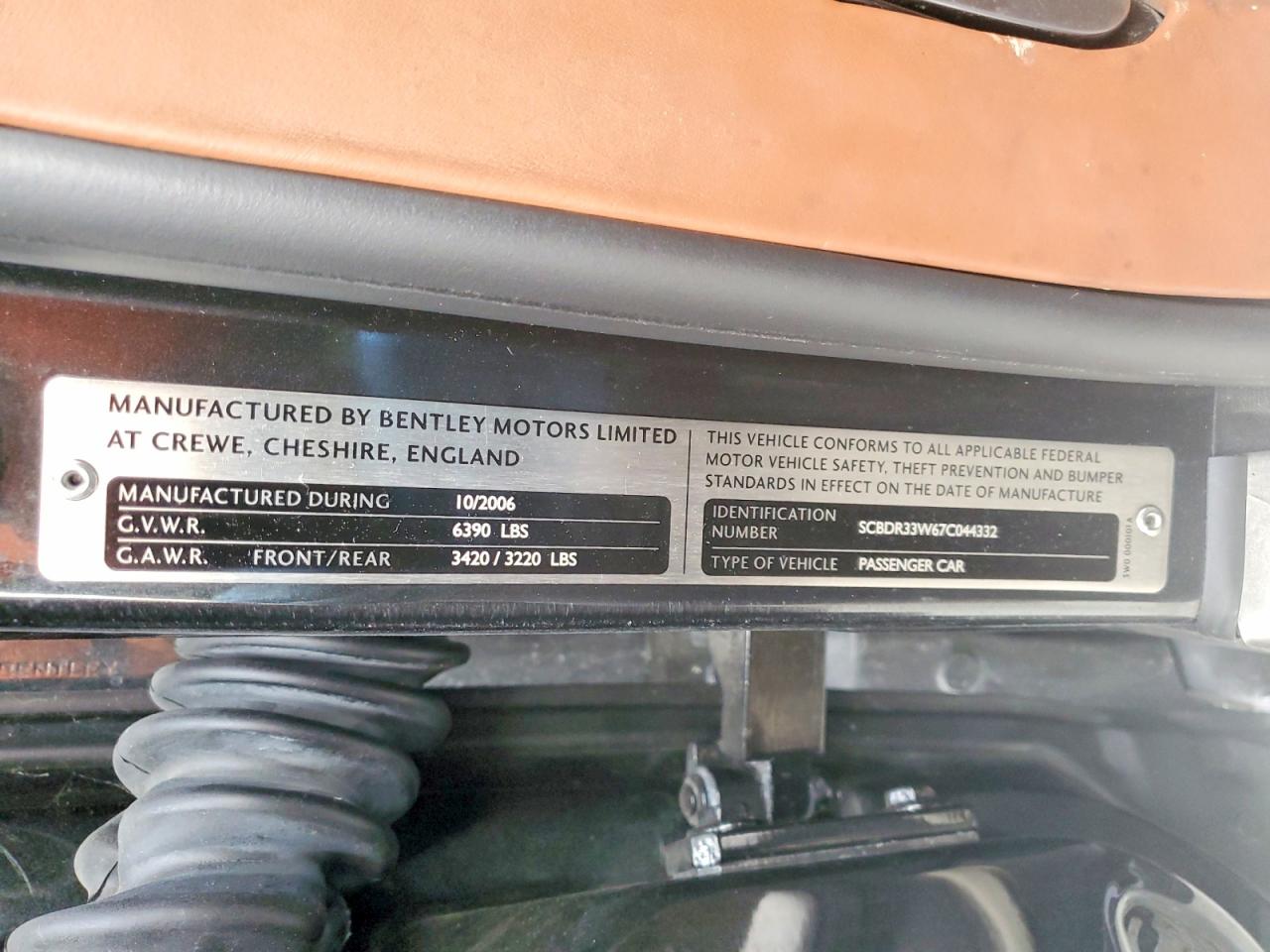 2007 Bentley Continental Gtc Черный vin: SCBDR33W67C044332