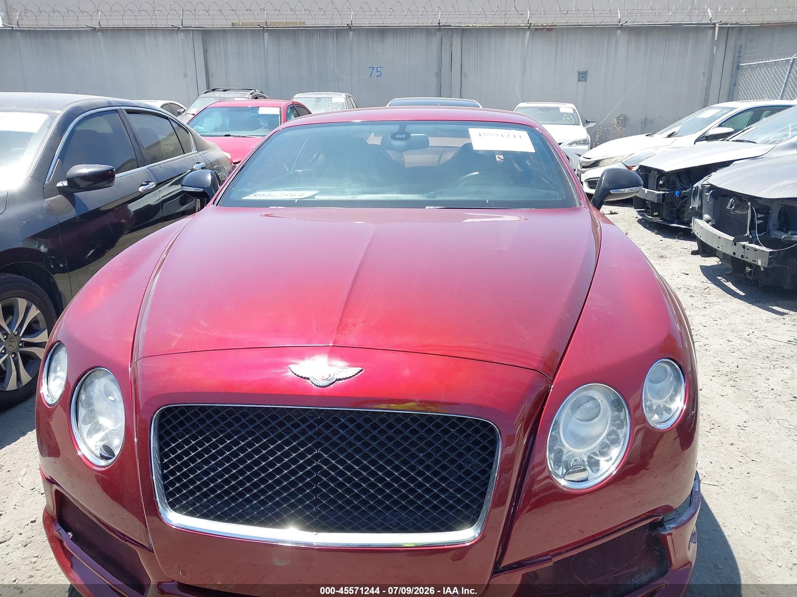 2013 Bentley Continental Gt V8 Red vin: SCBFT7ZA2DC083685