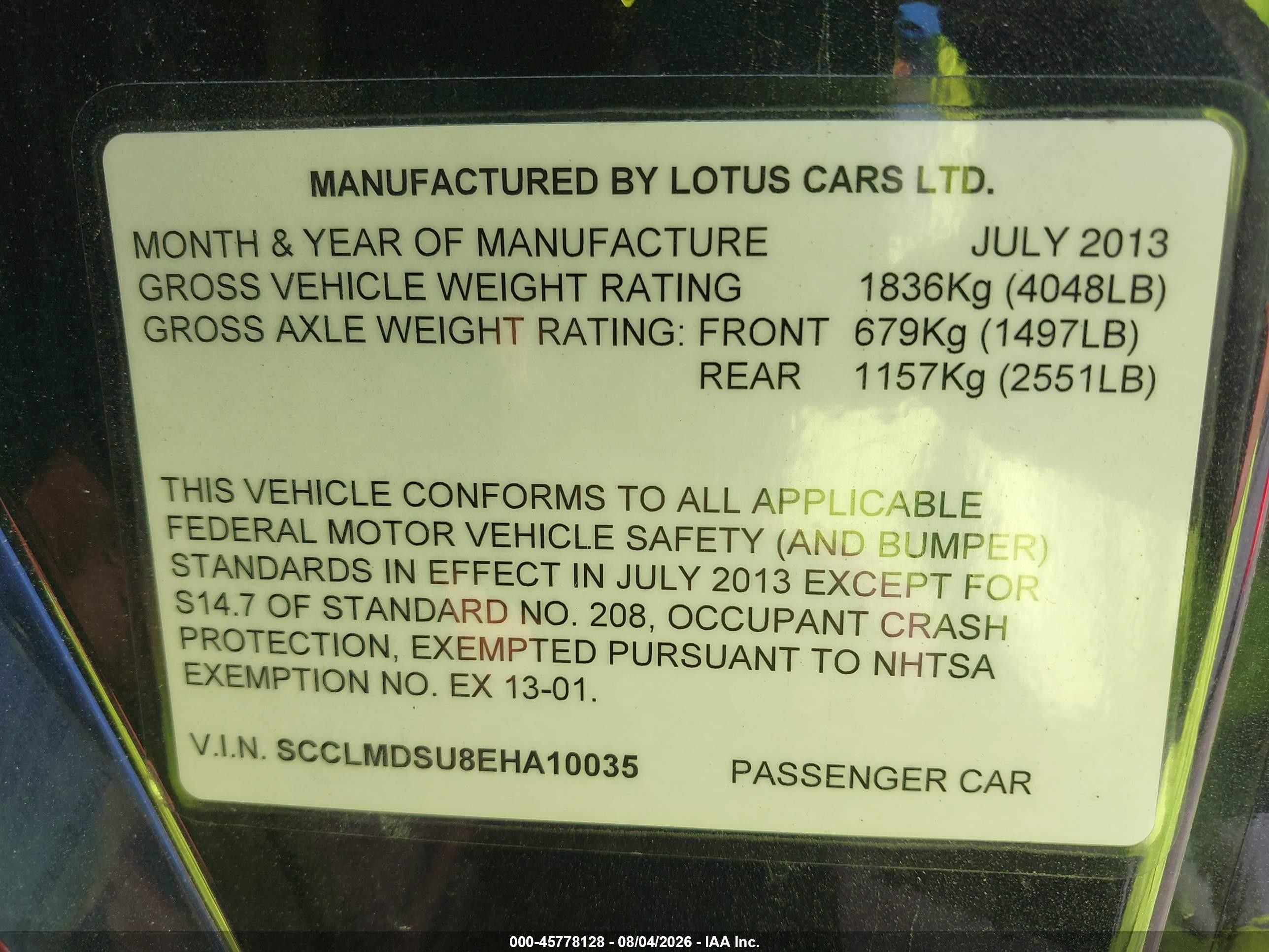 2014 Lotus Evora S 2+2 Black vin: SCCLMDSU8EHA10035