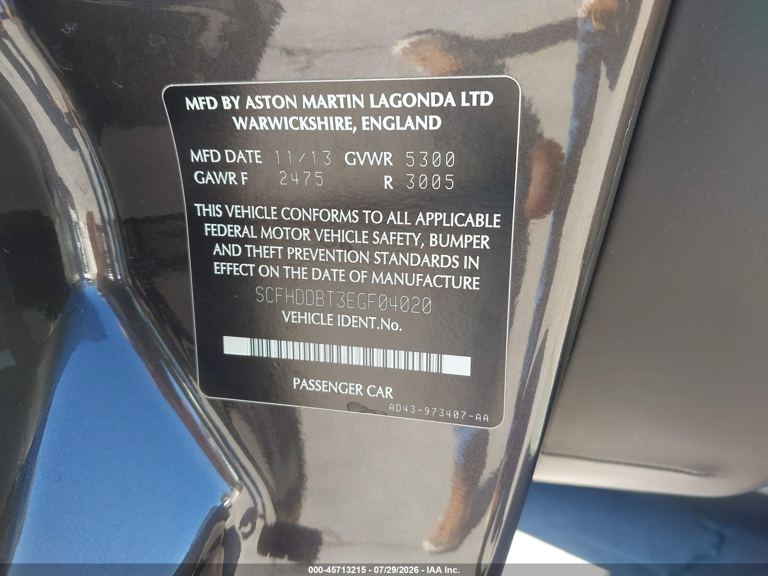 2014 Aston Martin Rapide S   Gray vin: SCFHDDBT3EGF04020