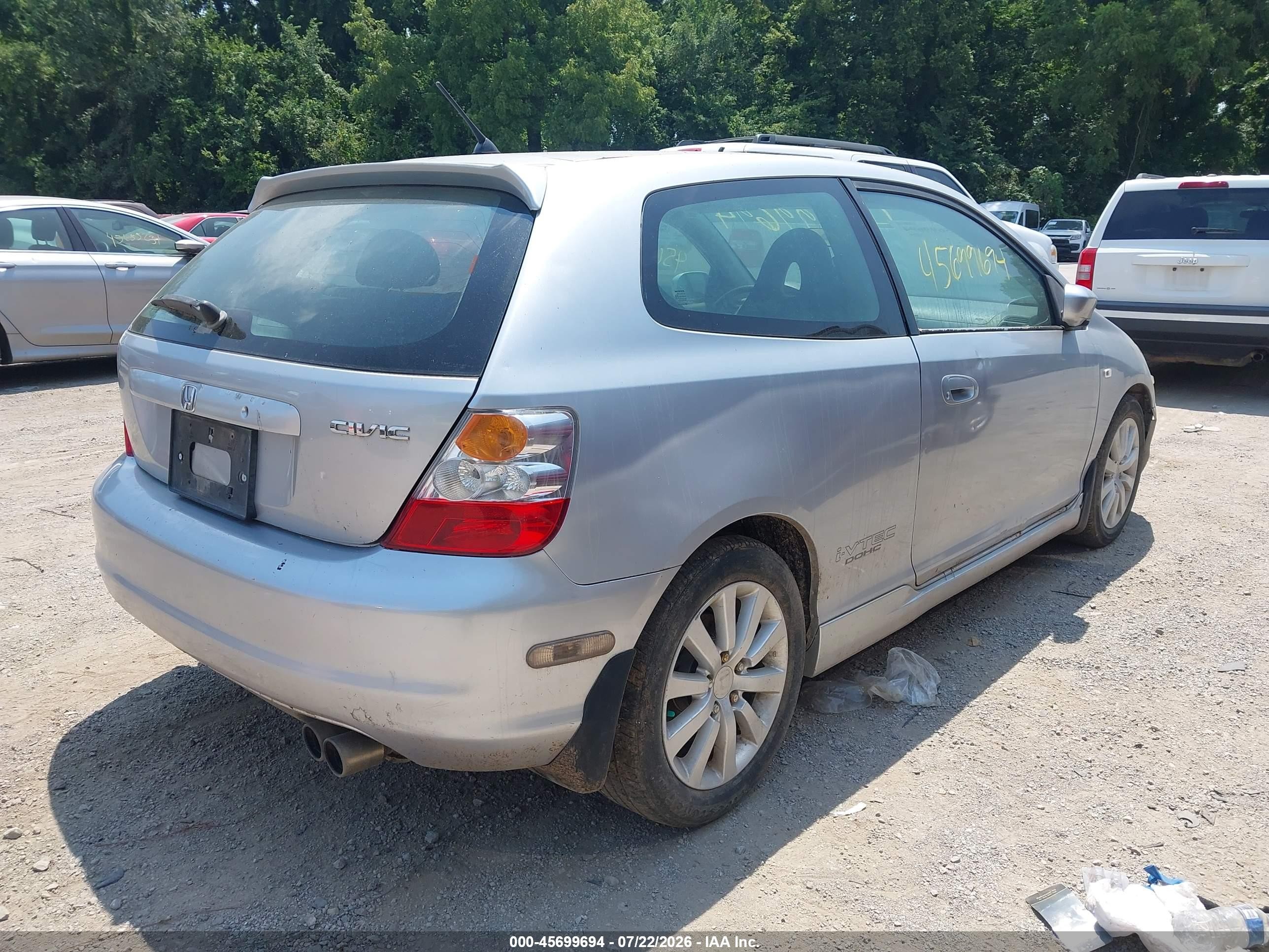 2005 Honda Civic Si Silver vin: SHHEP33545U501037