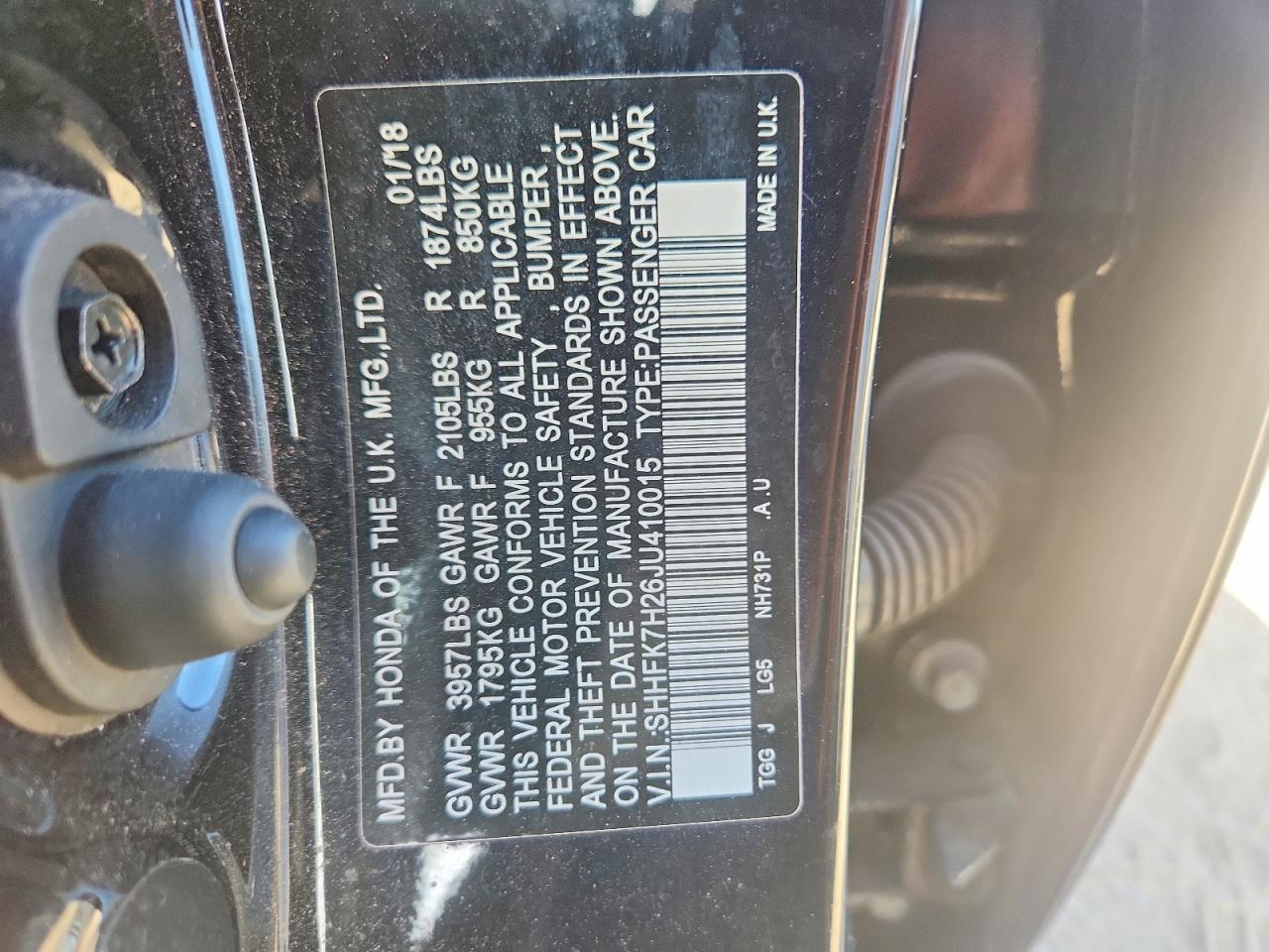 2018 Honda Civic Lx Black vin: SHHFK7H26JU410015