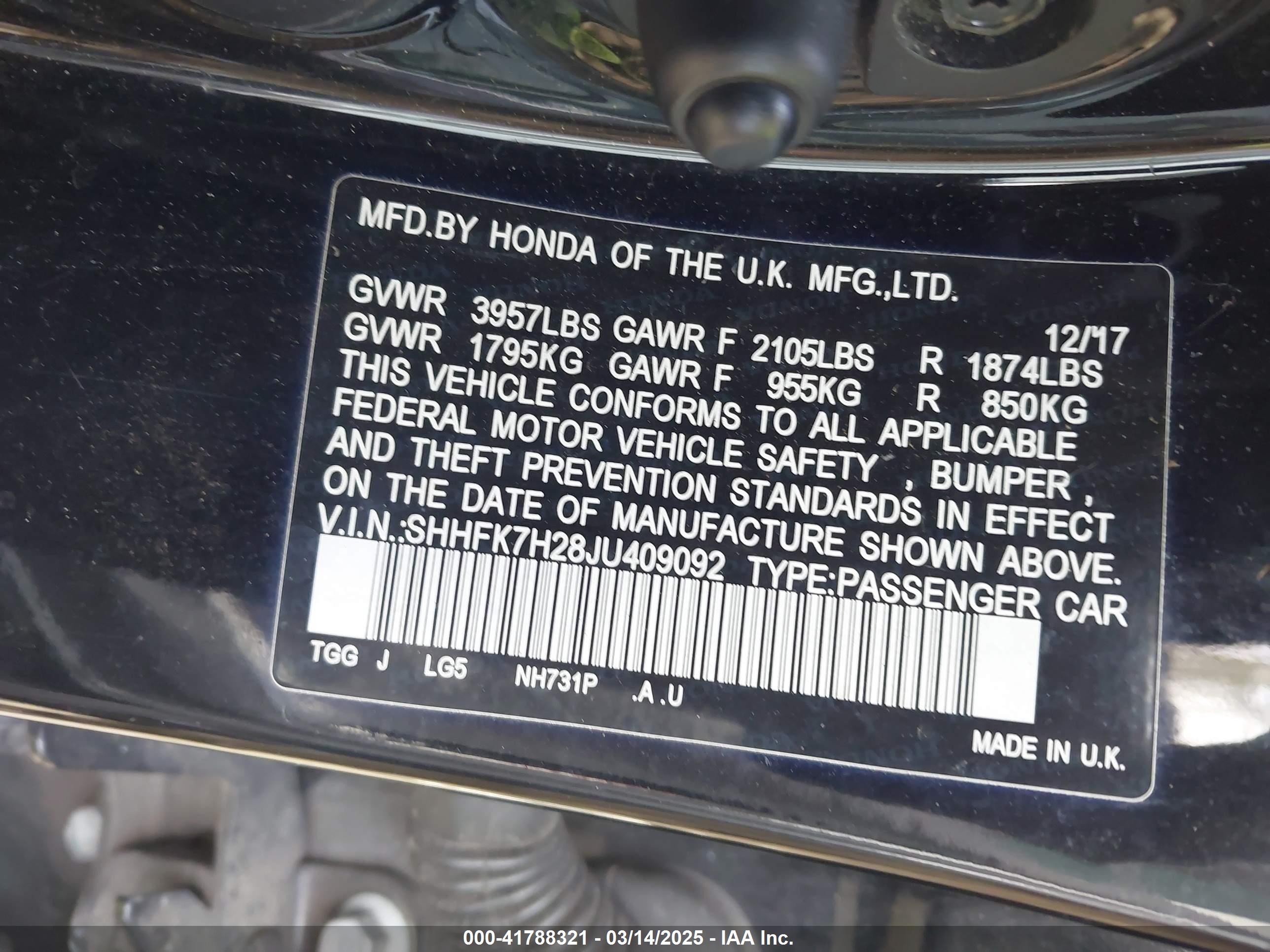 2018 Honda Civic Lx Черный vin: SHHFK7H28JU409092